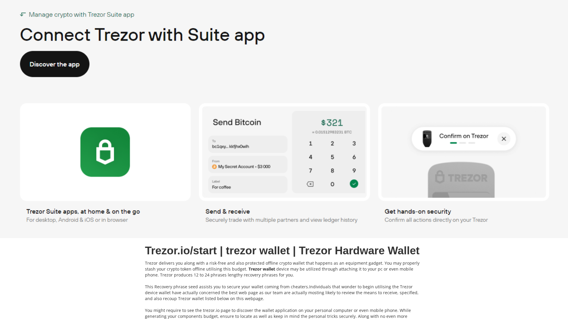 Screenshot of trezorrwallet.webflow.io