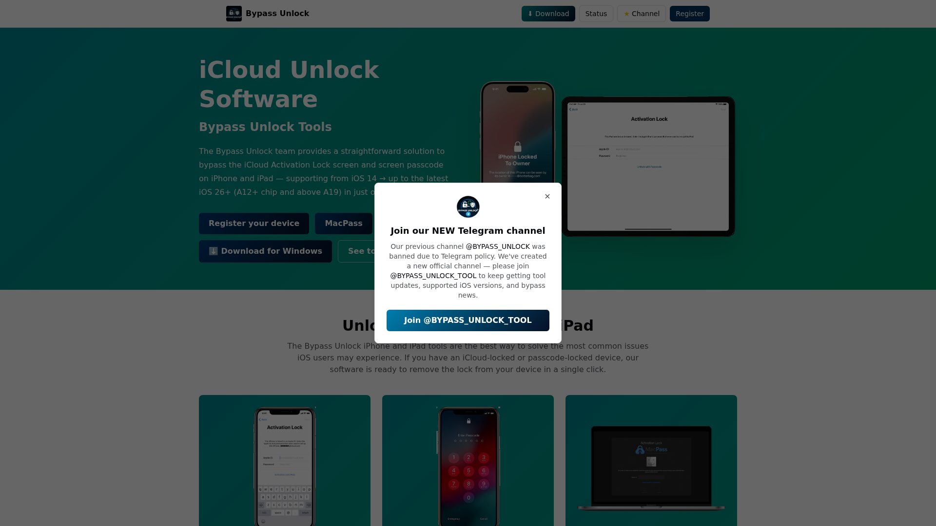 Screenshot of bypassunlock.online