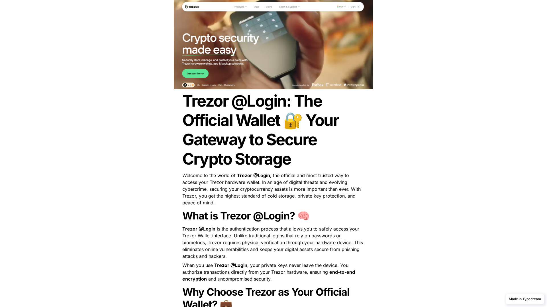 Screenshot of start-io-trezr-public-cdn.typedream.app