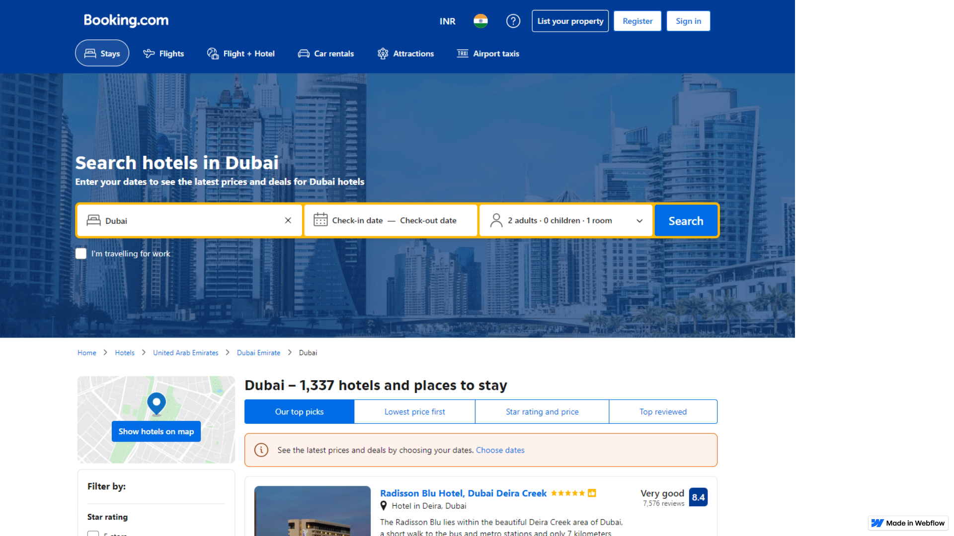 Screenshot of booking-ceom-dubaei-thinges-todeo.webflow.io