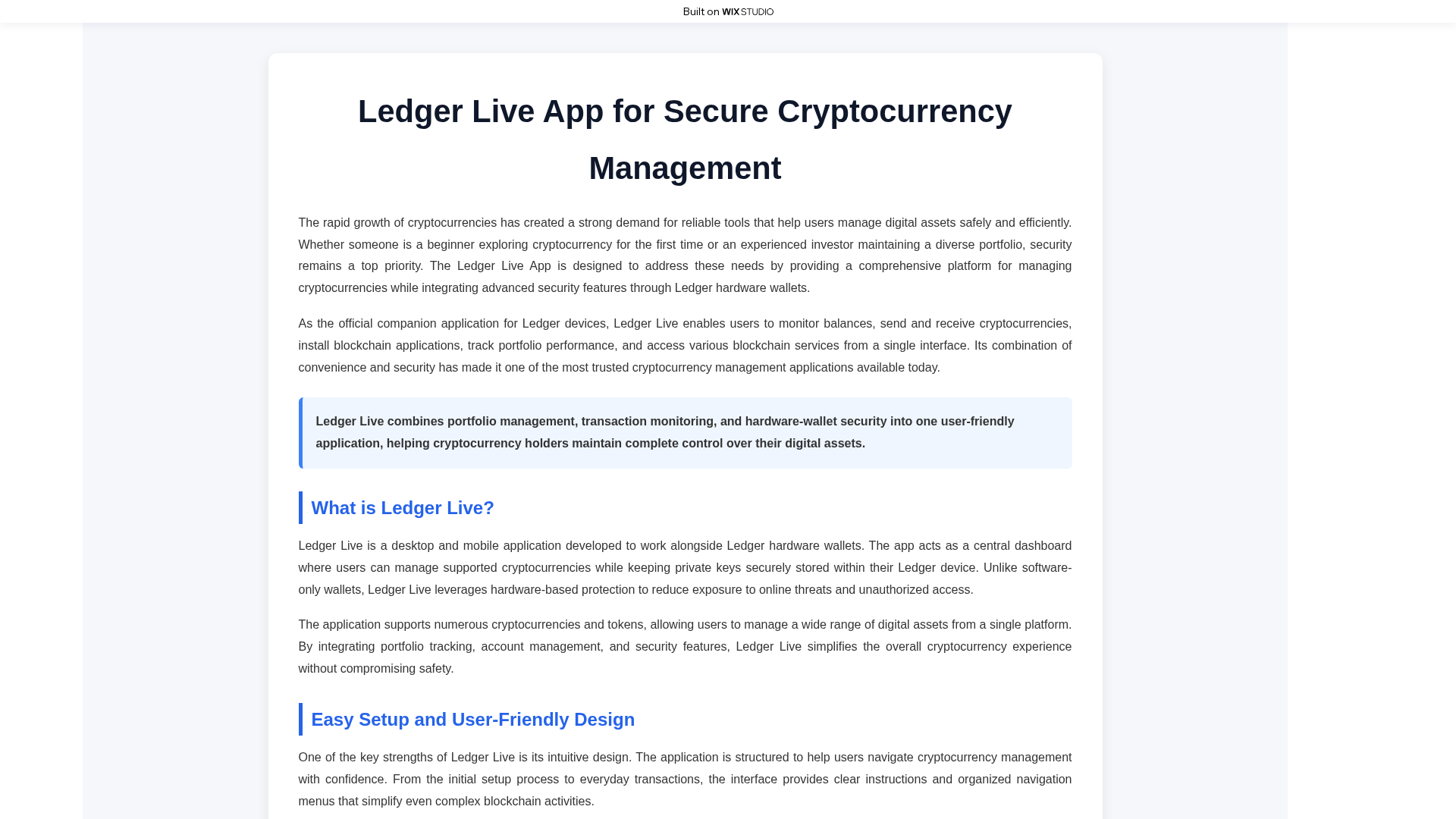 Screenshot of ldger-livee.wixstudio.com