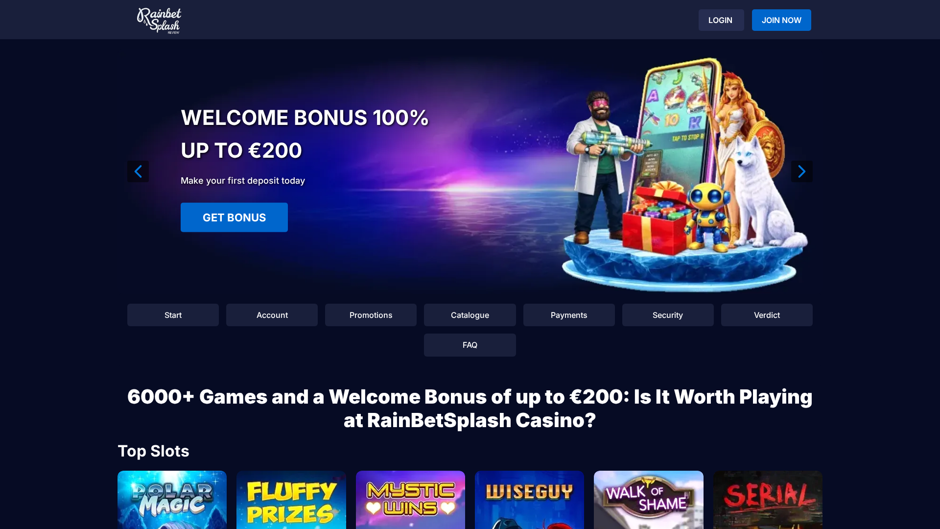 Screenshot of rainbetsplash-casino.com