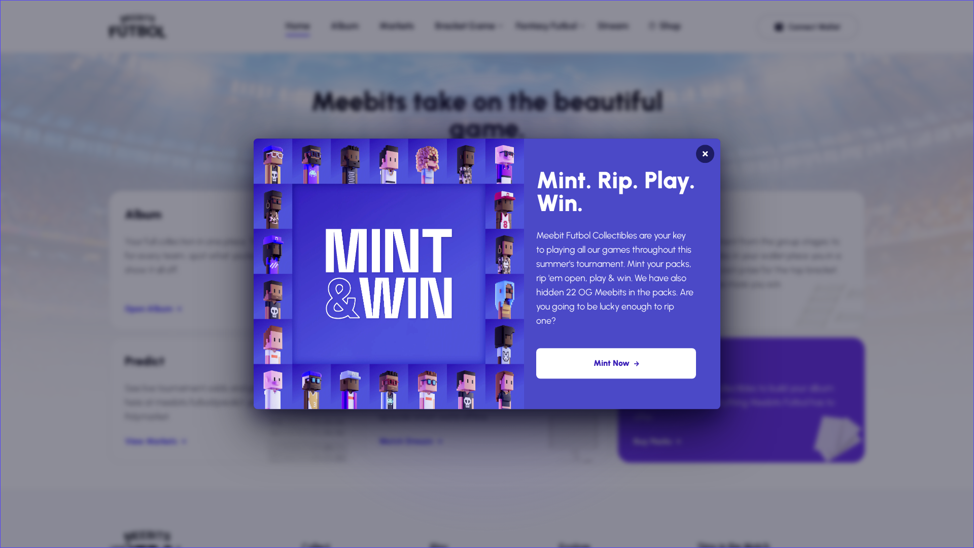 Screenshot of meebits.soccer