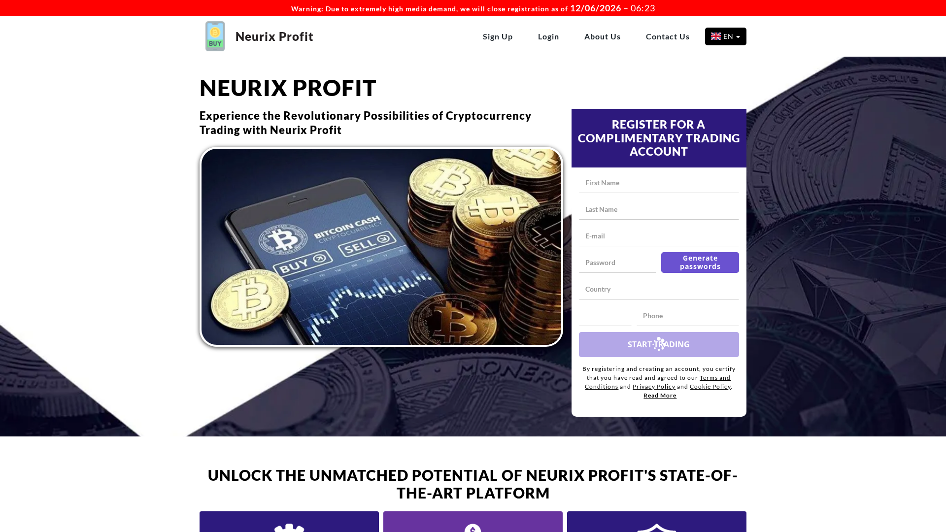 Screenshot of neurixprofitsolutions-com.financecryptoworld.com