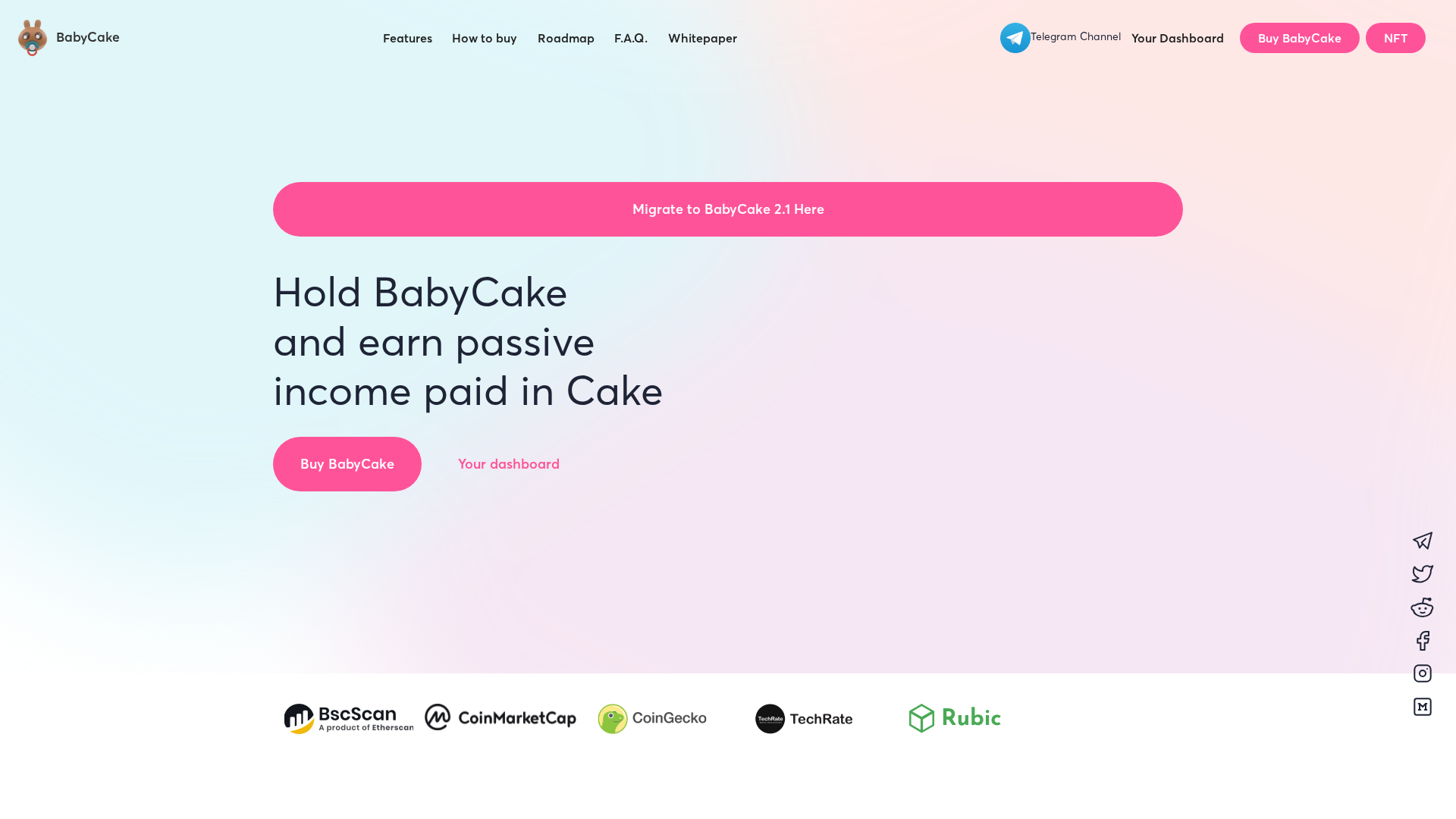 Screenshot of babycake-bsc.pages.dev