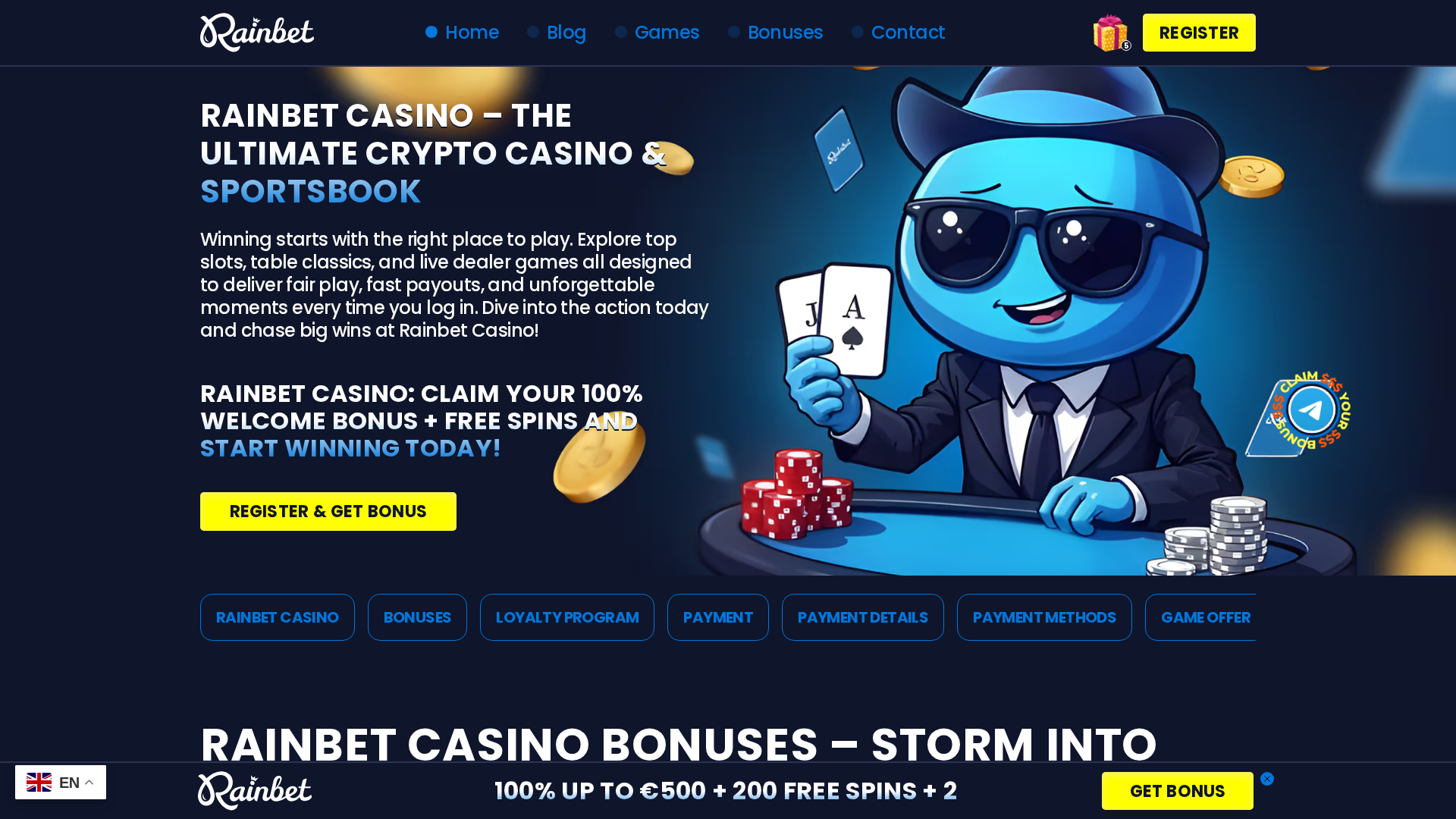 Screenshot of rainbetcasino.com