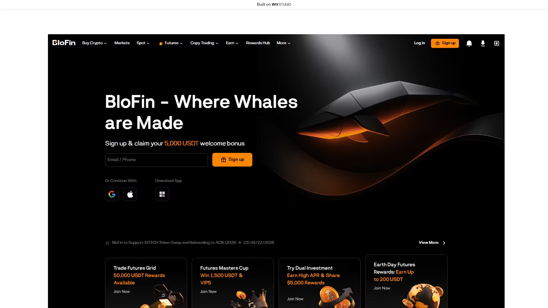 Screenshot of home-cdnblofin.wixstudio.com