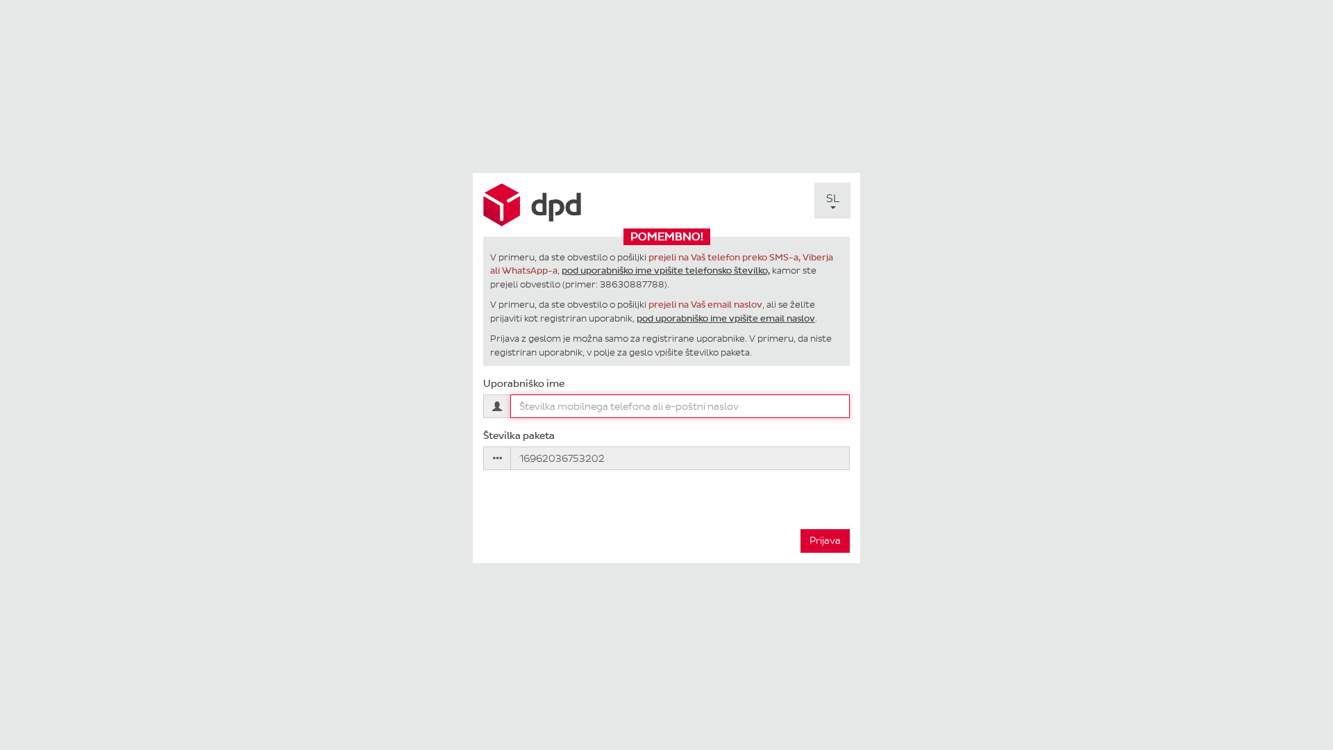 Screenshot of pay.mojdpd.si