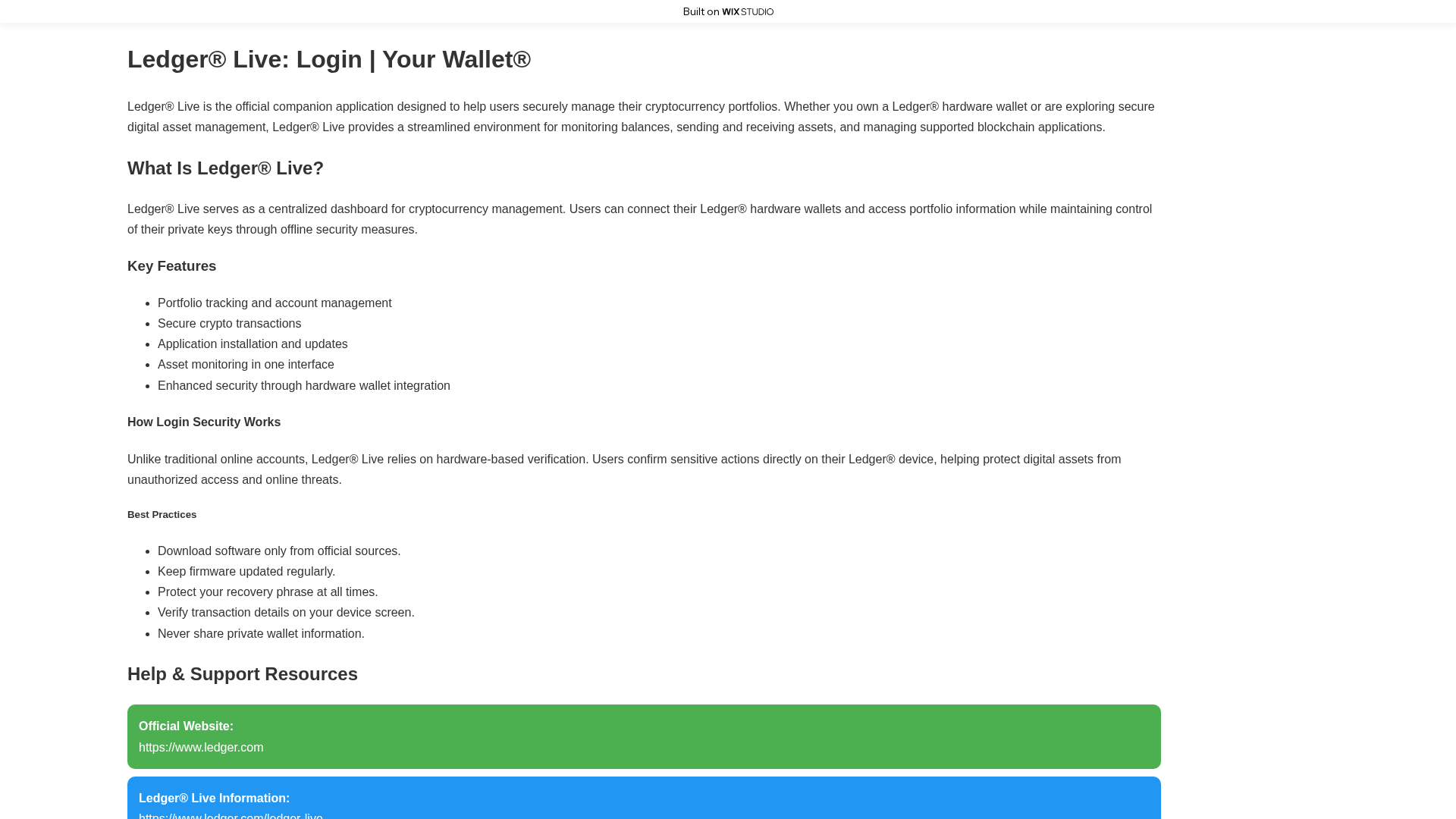Screenshot of livestarted-ledgr.wixstudio.com