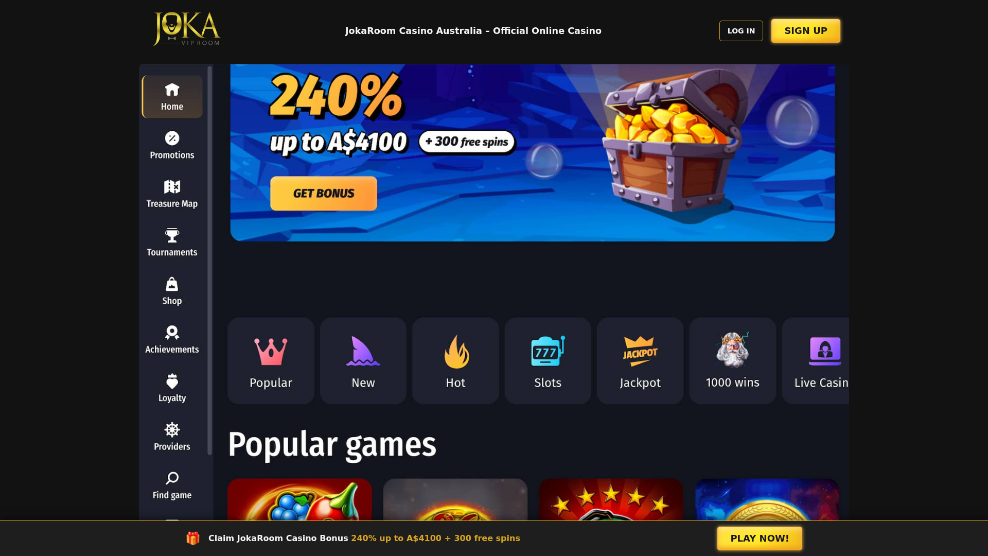 Screenshot of au-jokaroomcasino.com