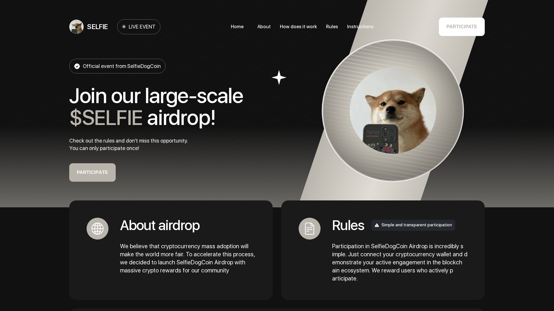 Screenshot of selfiedog.io