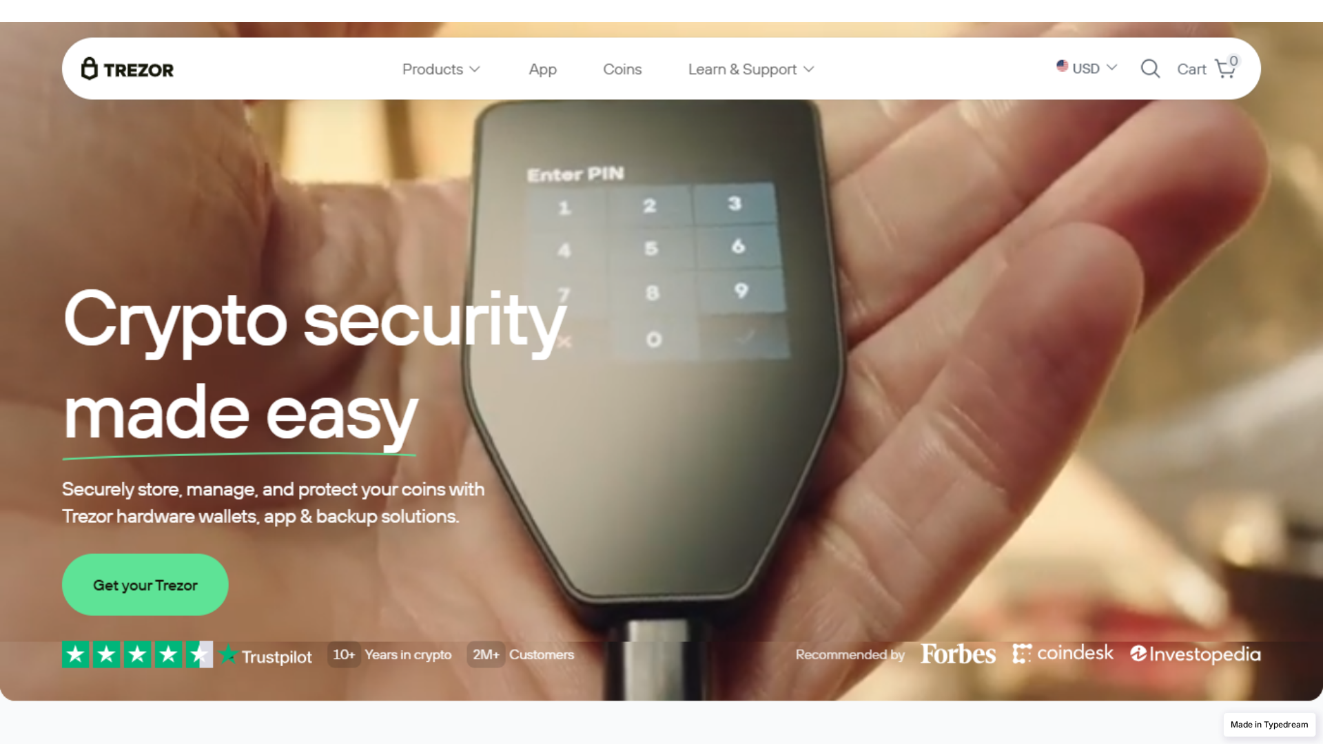 Screenshot of faq-trezo-or-hard-ware-walle-t.typedream.app