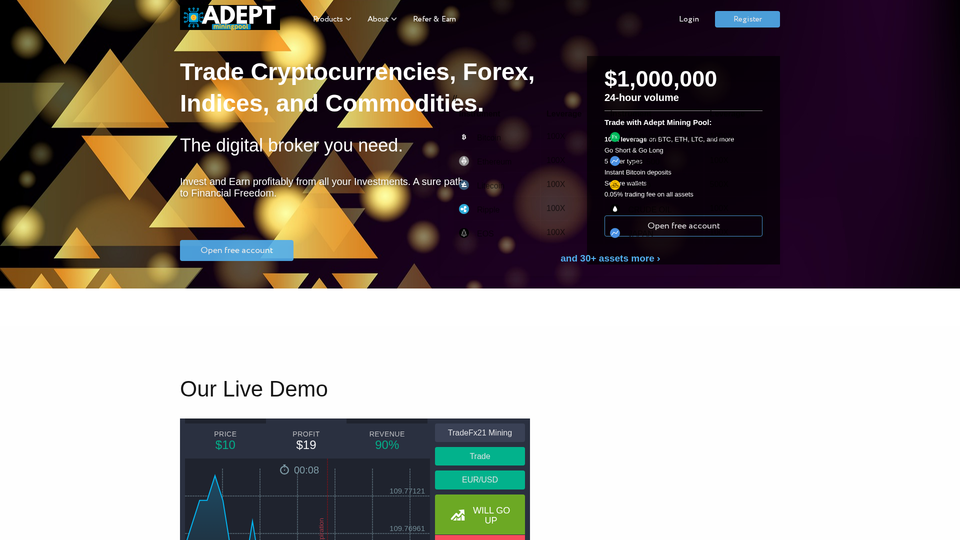 Screenshot of adeptminingpool.live