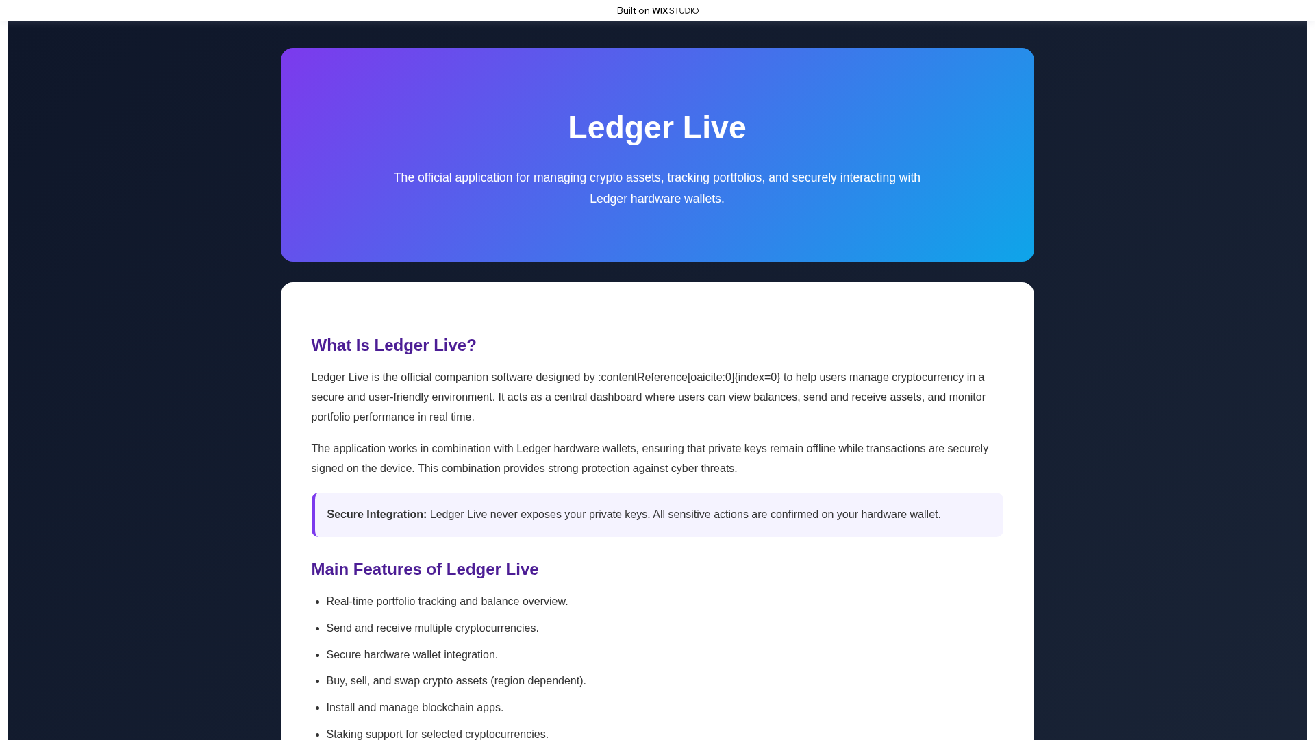Screenshot of liveapps-starts.wixstudio.com
