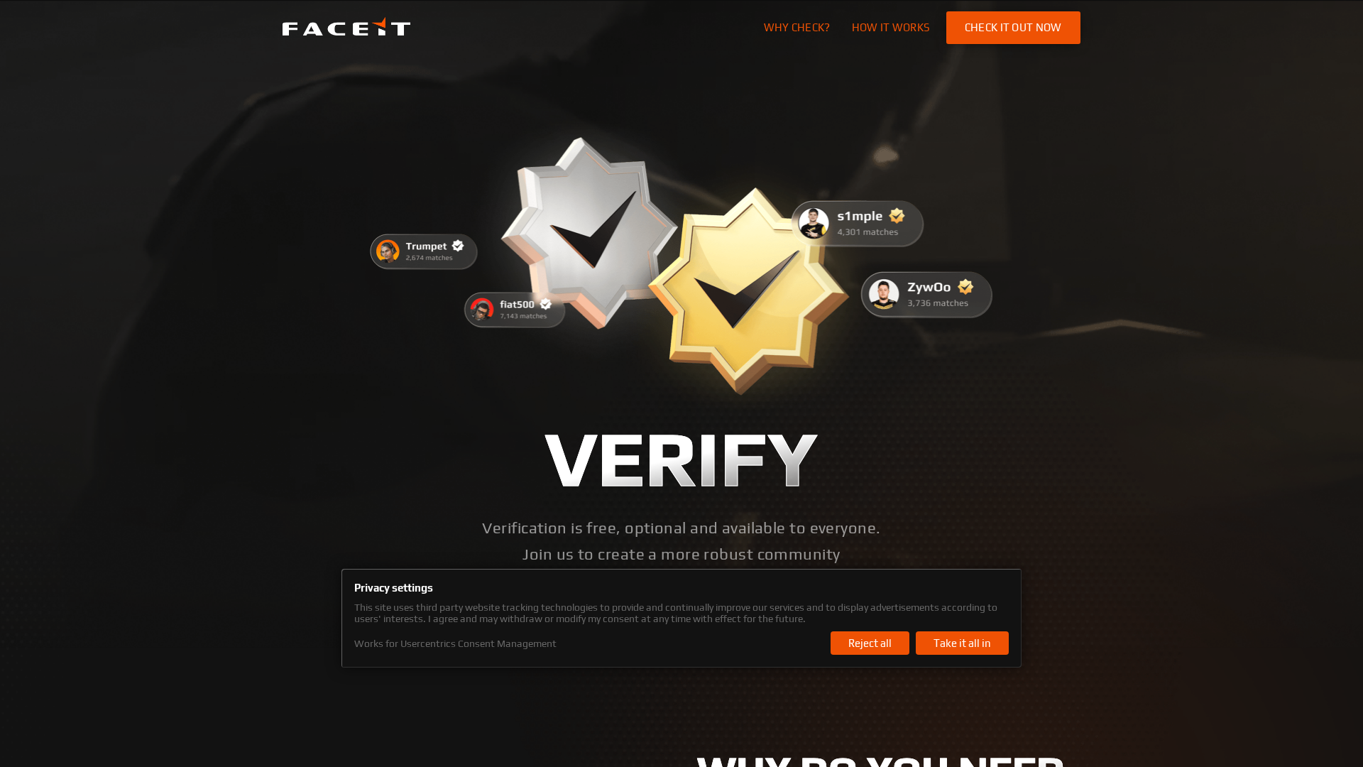 Screenshot of faceit-verifying.com