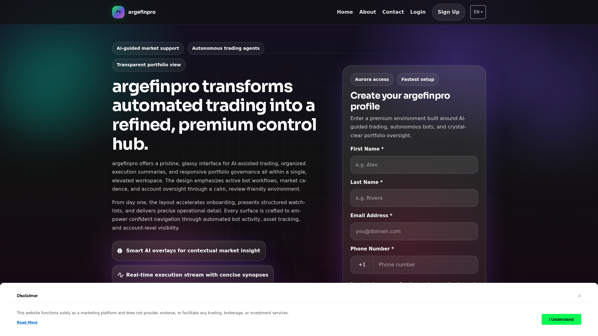 Screenshot of argefinpro.digital