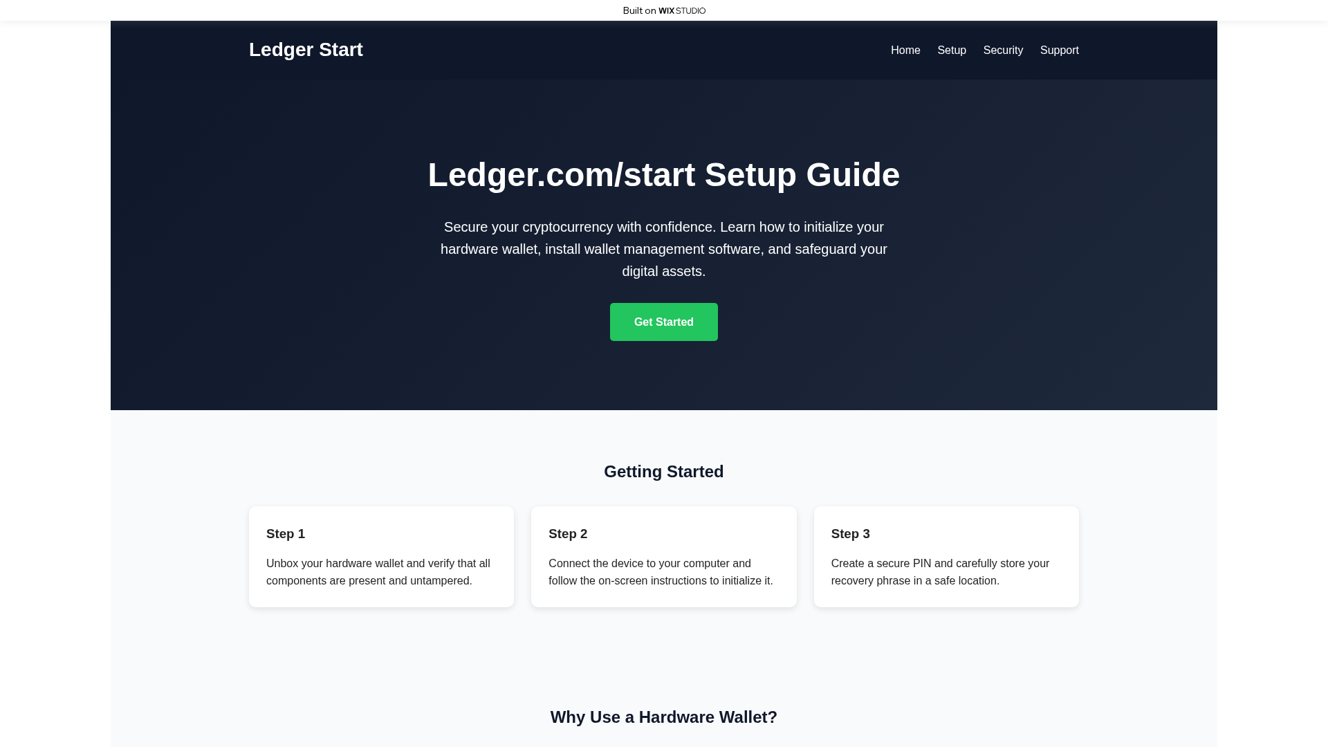 Screenshot of startedsso-ledgrcom.wixstudio.com