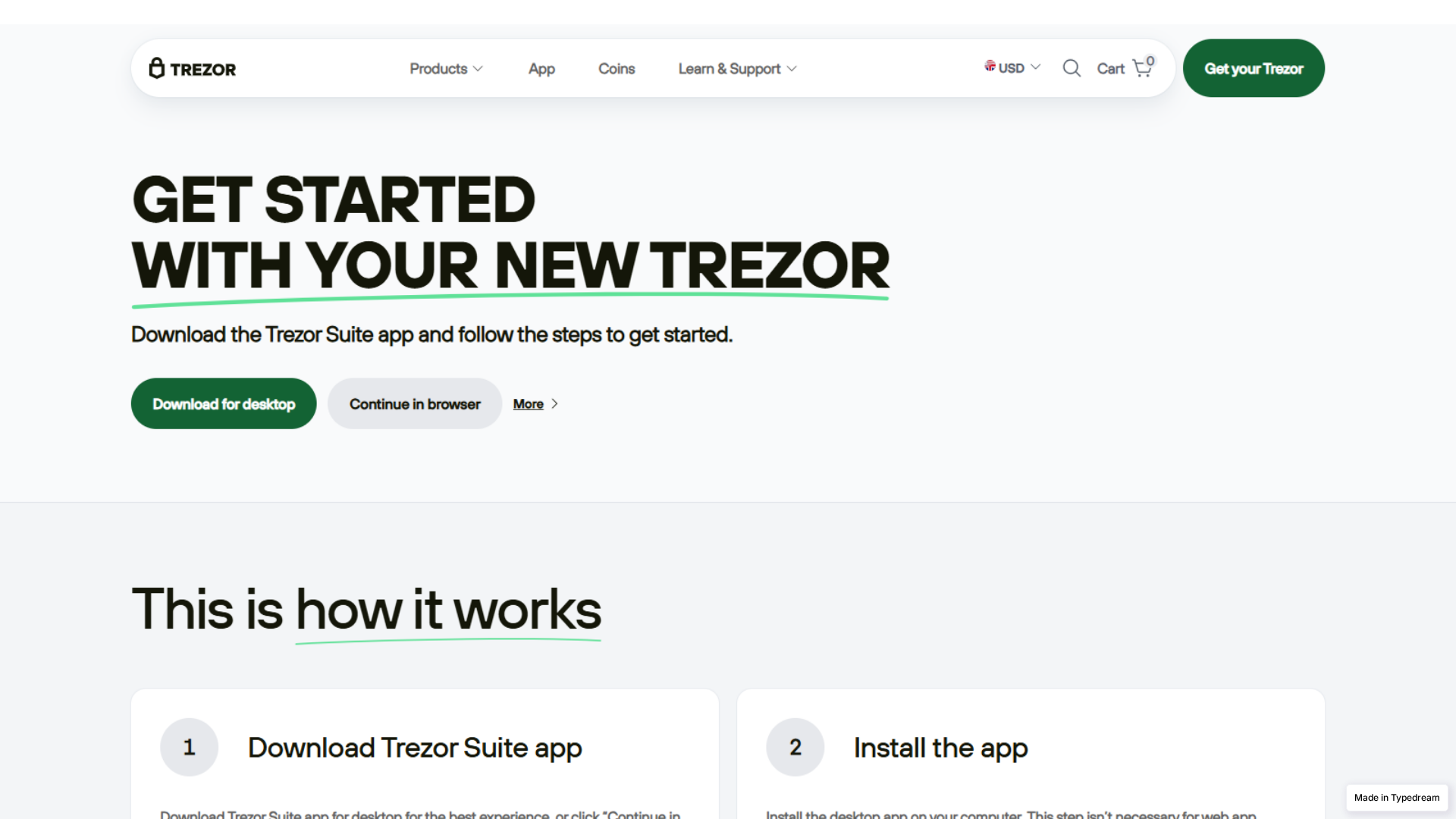Screenshot of web-trezor-io-start-app.typedream.app