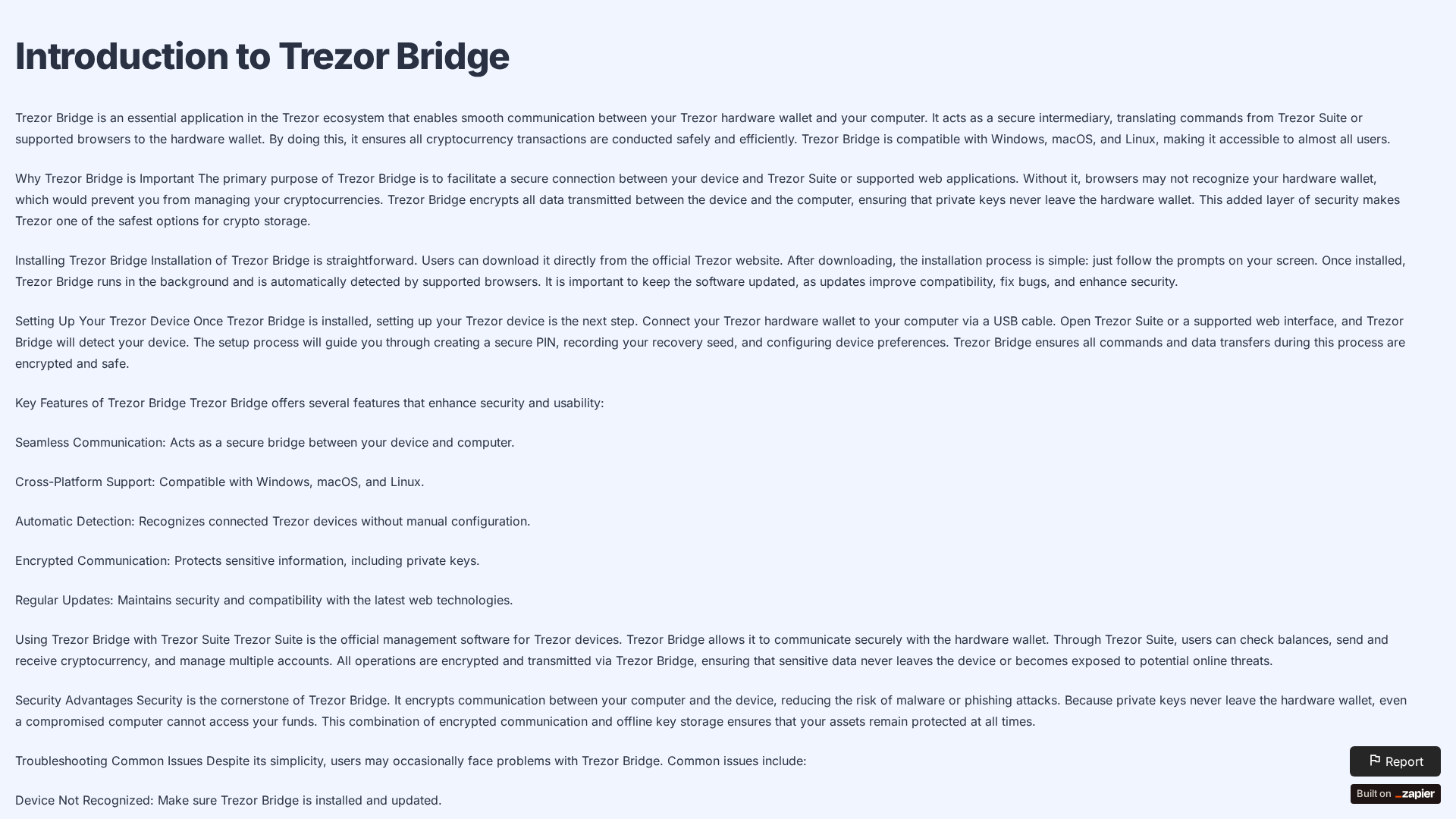 Screenshot of bridg-trezr.zapier.app