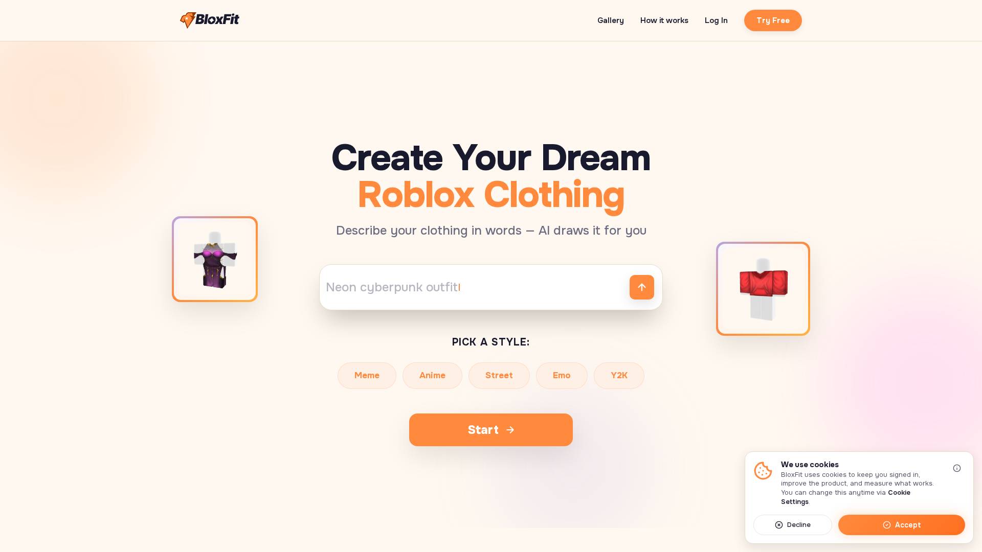 Screenshot of www.bloxfit.ai