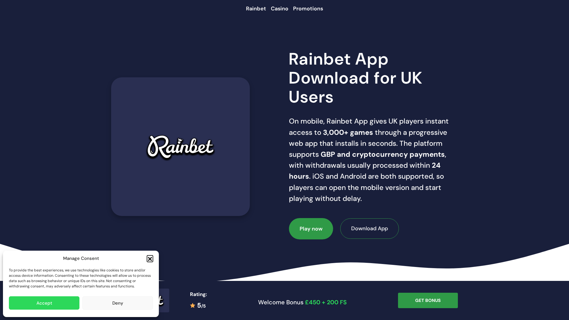 Screenshot of rainbetapp.org.uk