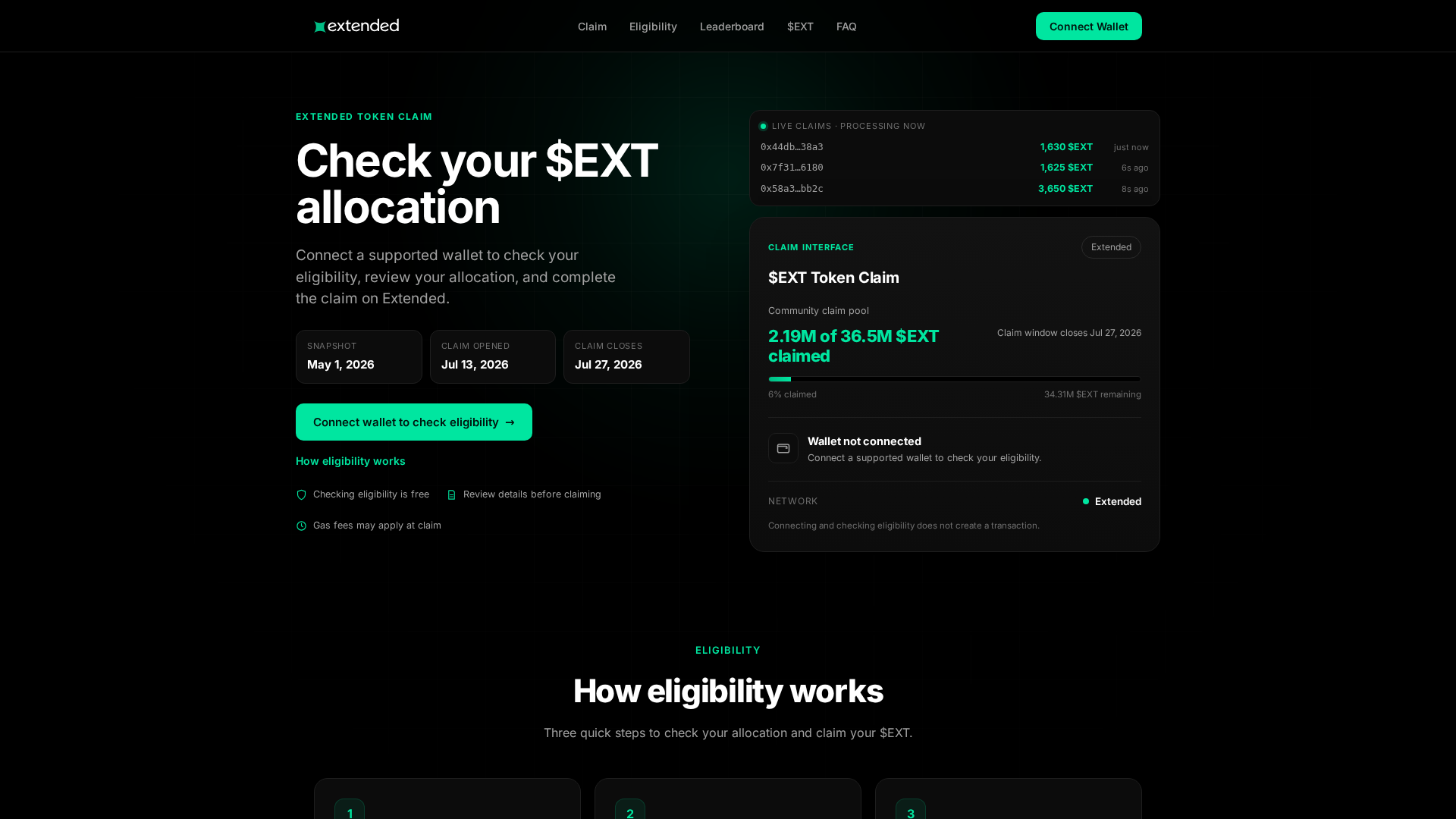 Screenshot of claim-extendedexchange.com