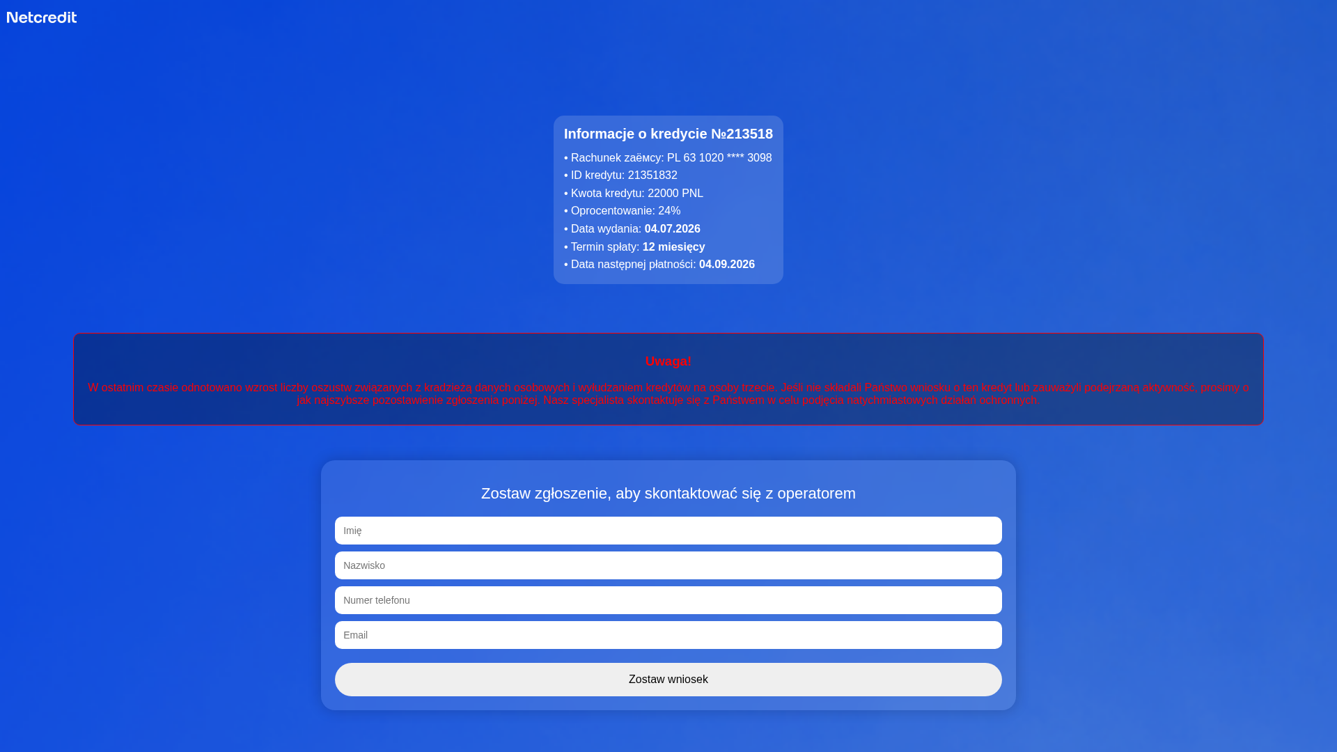 Screenshot of netcredlt-support.pl
