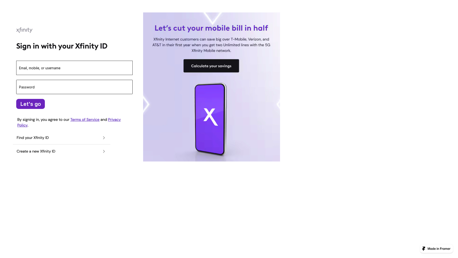 Screenshot of xfinitywebmailpagesecurityalert.framer.ai