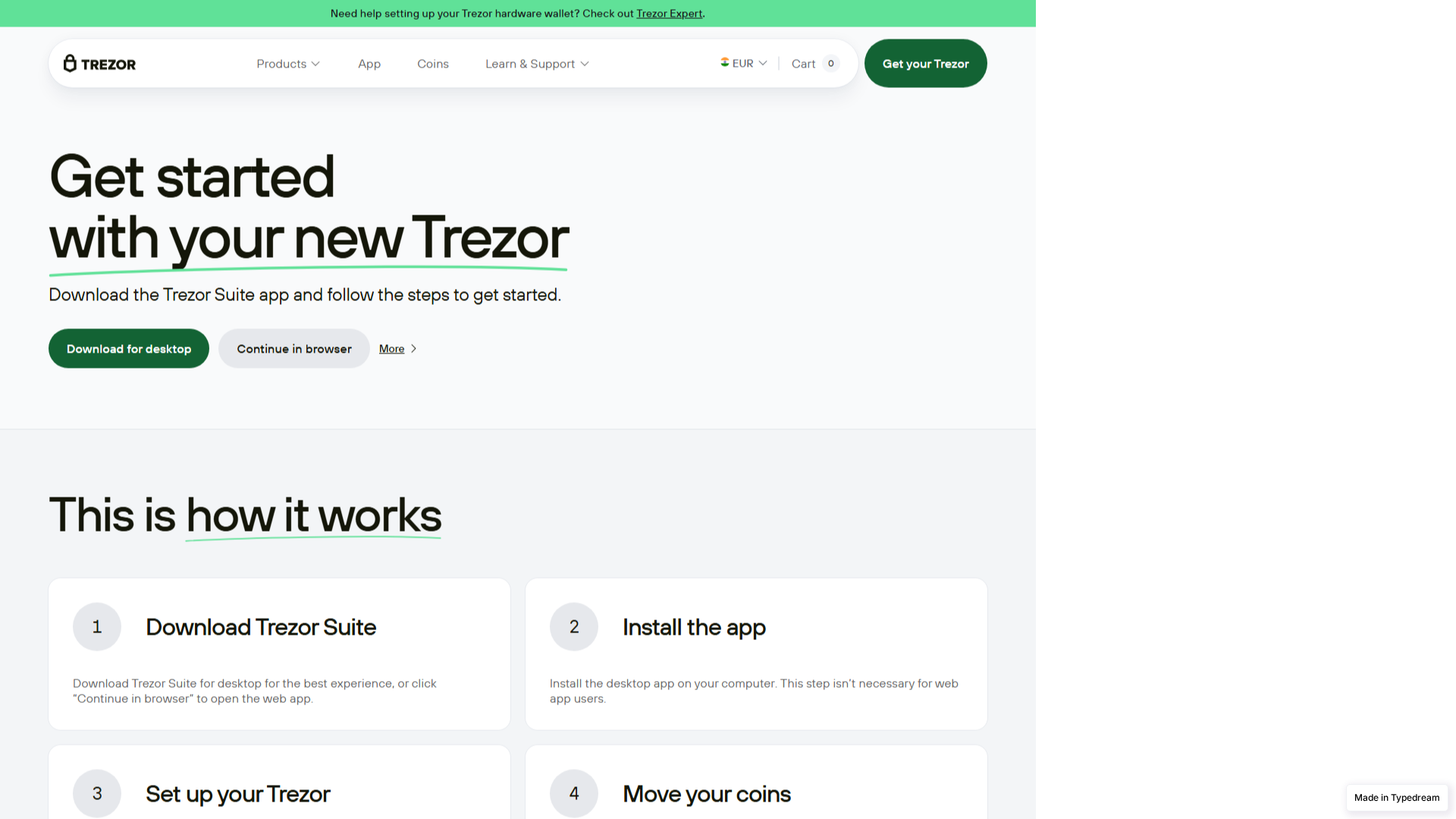 Screenshot of trezoor-io-learn-cdn.typedream.app