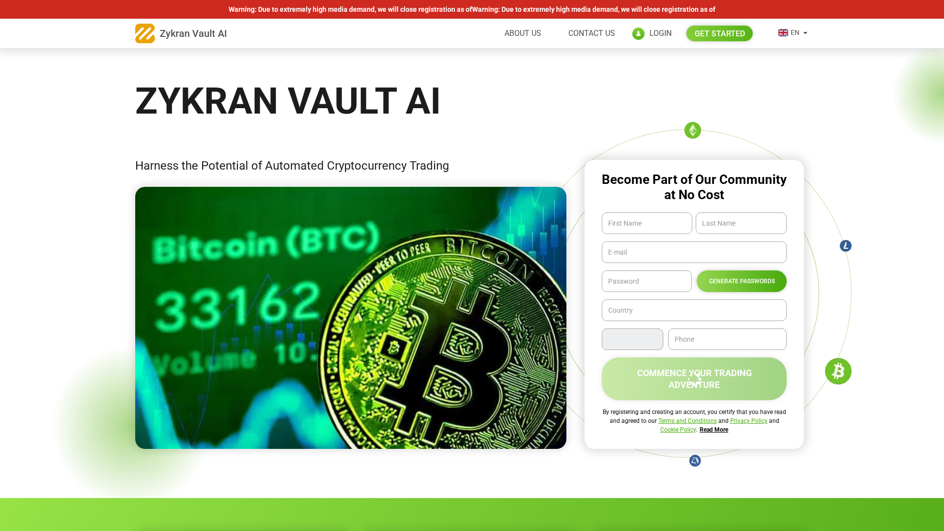 Screenshot of zykranvault-ai-com.financecryptoworld.com