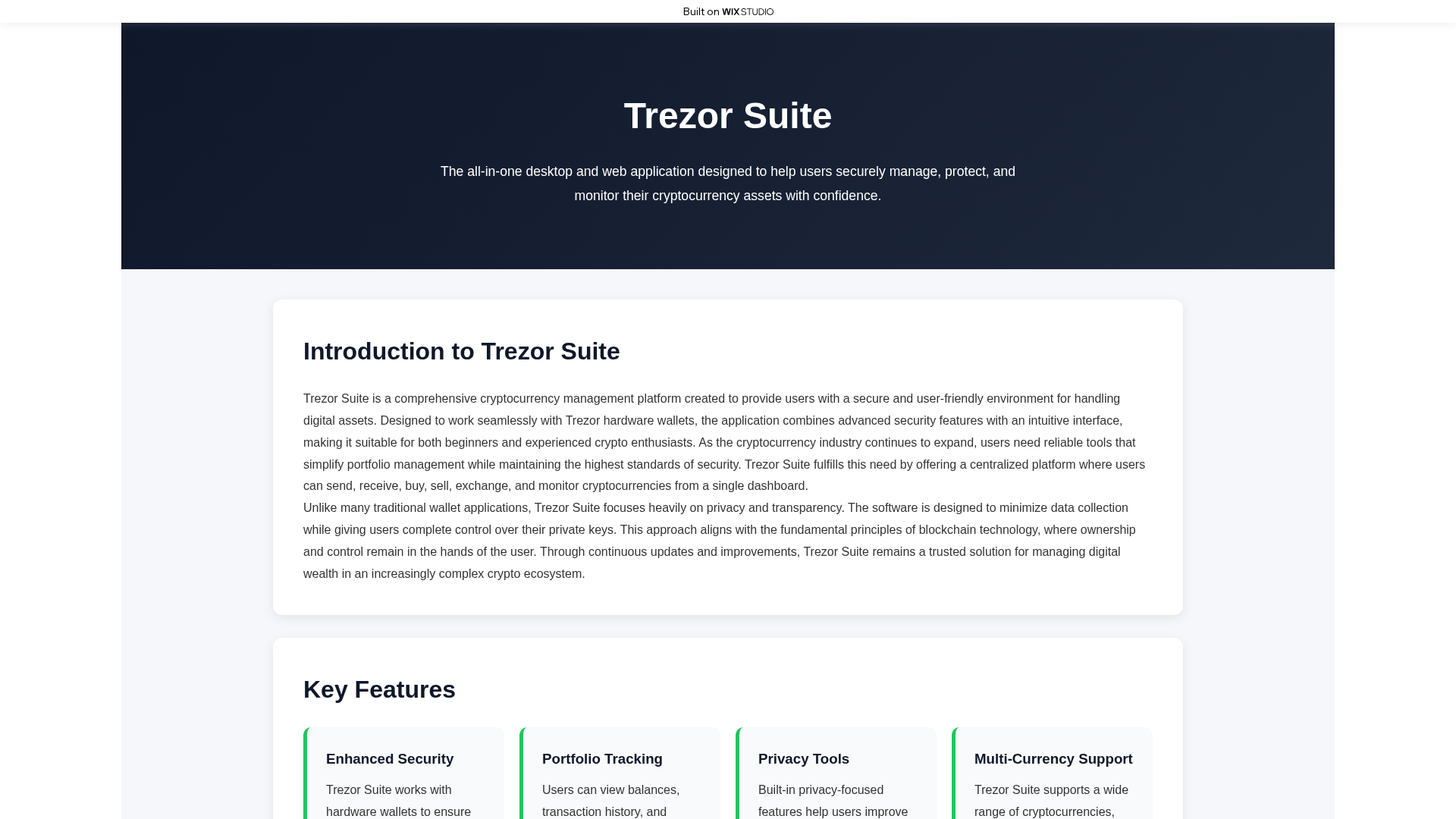 Screenshot of suitesapps-trexer.wixstudio.com