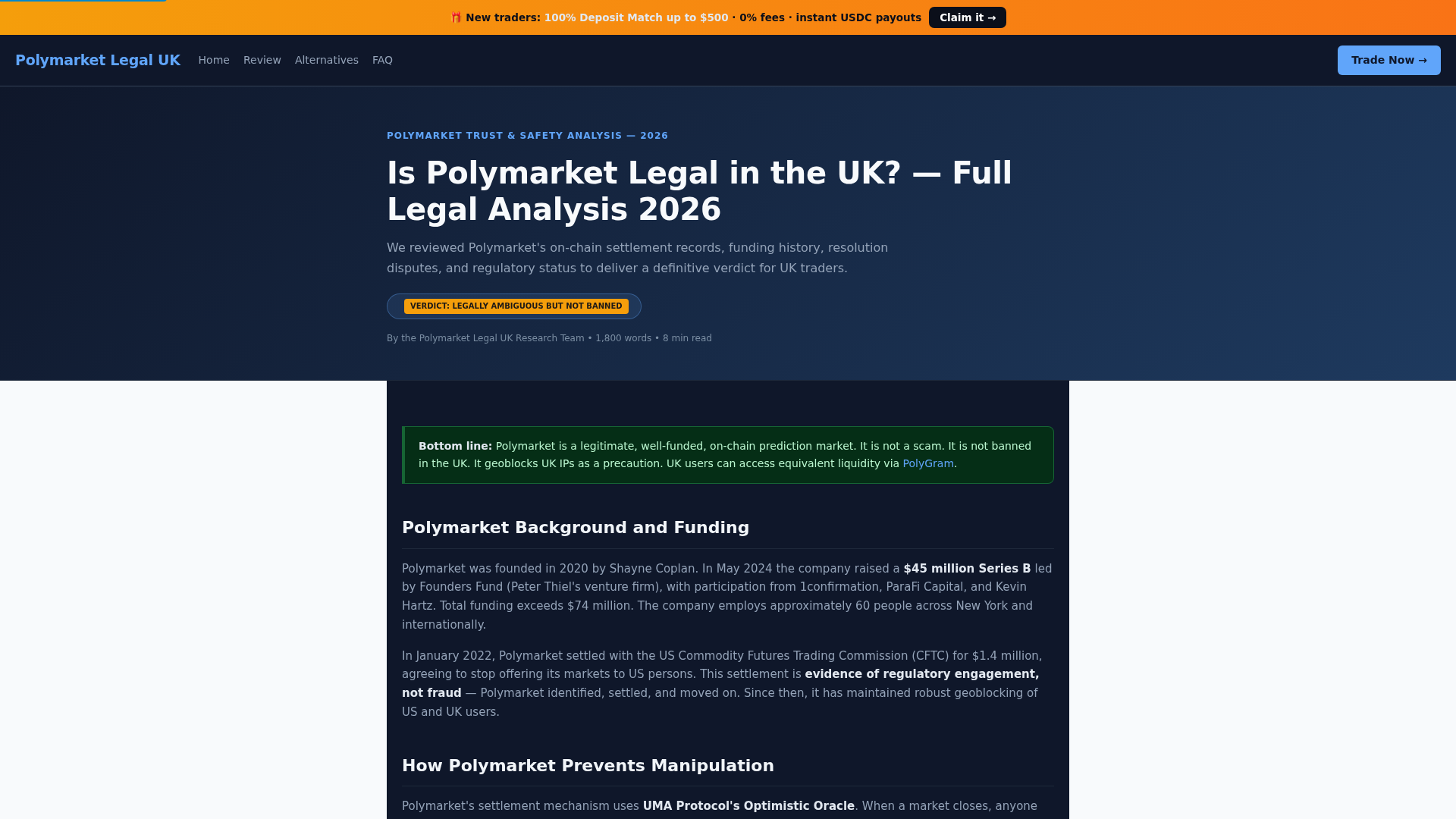 Screenshot of polymarket-legal.co.uk