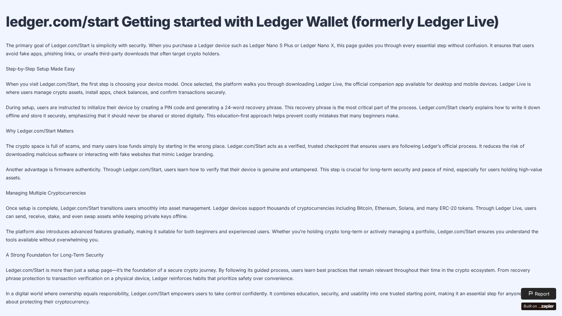 Screenshot of startt-ledgger.zapier.app