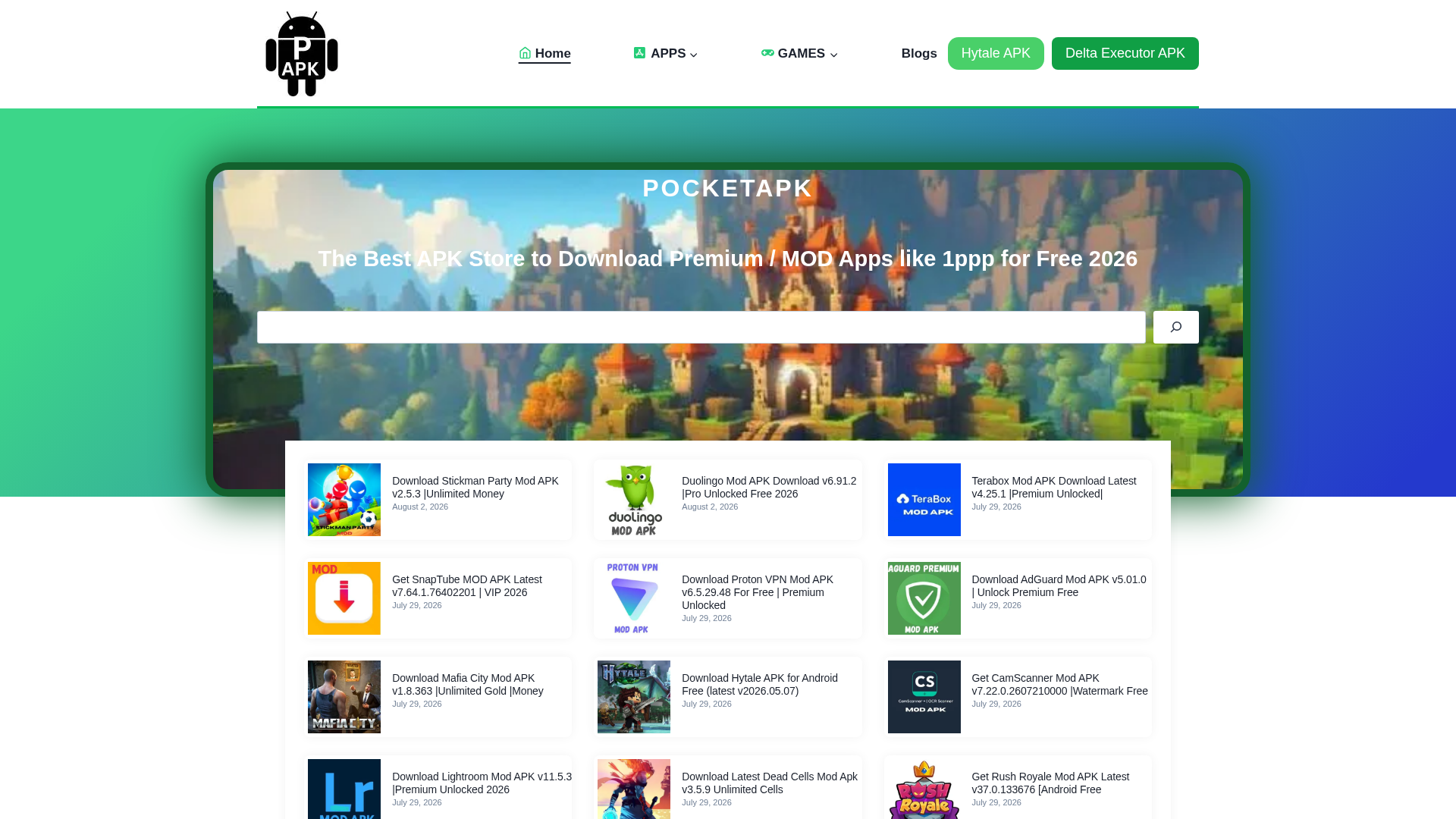 Screenshot of pocketapk.net