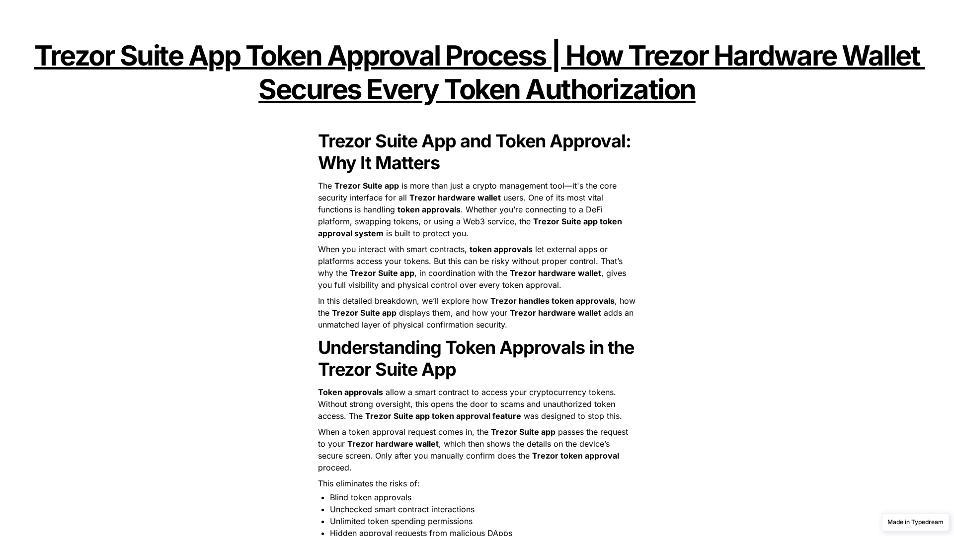 Screenshot of faq-app-trzor-suite.typedream.app