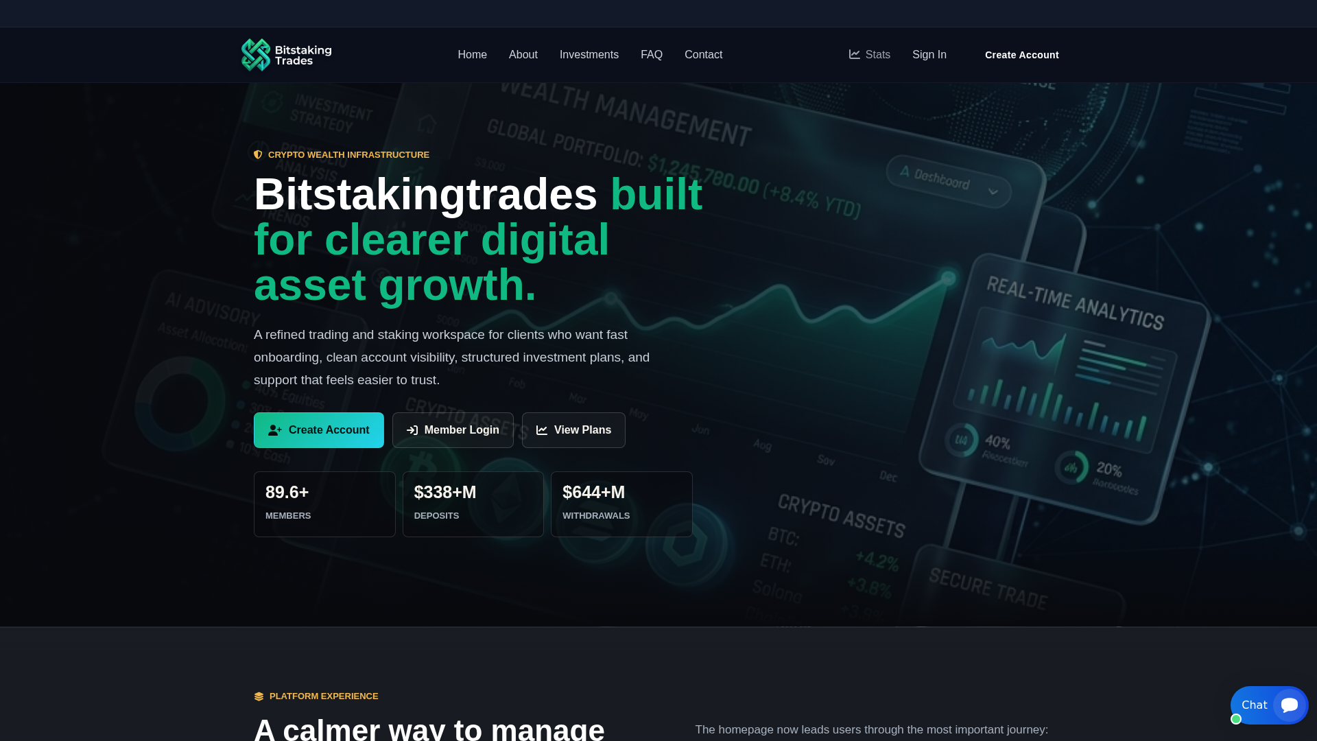 Screenshot of bitstakingtrades.com
