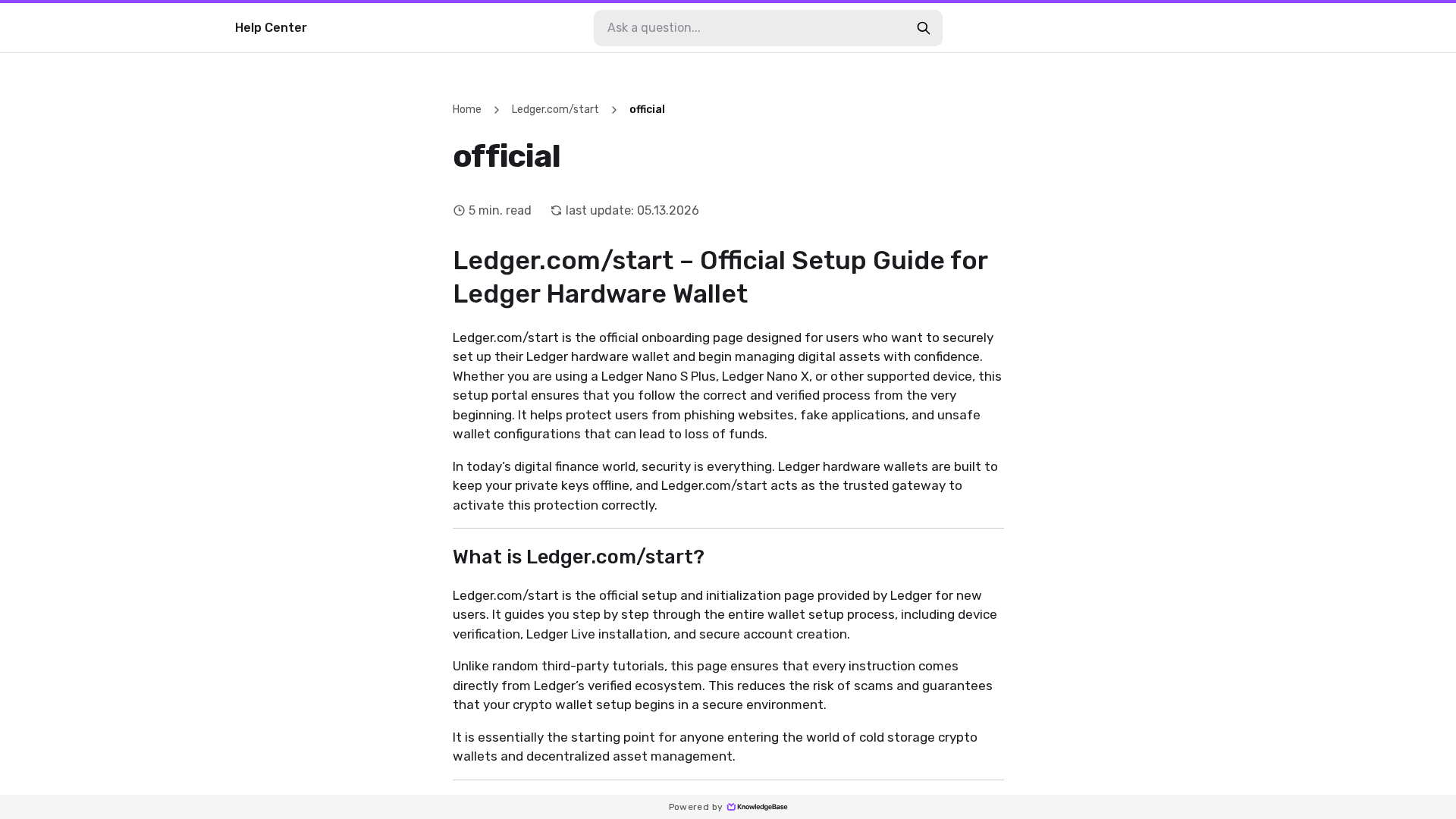 Screenshot of startledgerr.kb.help