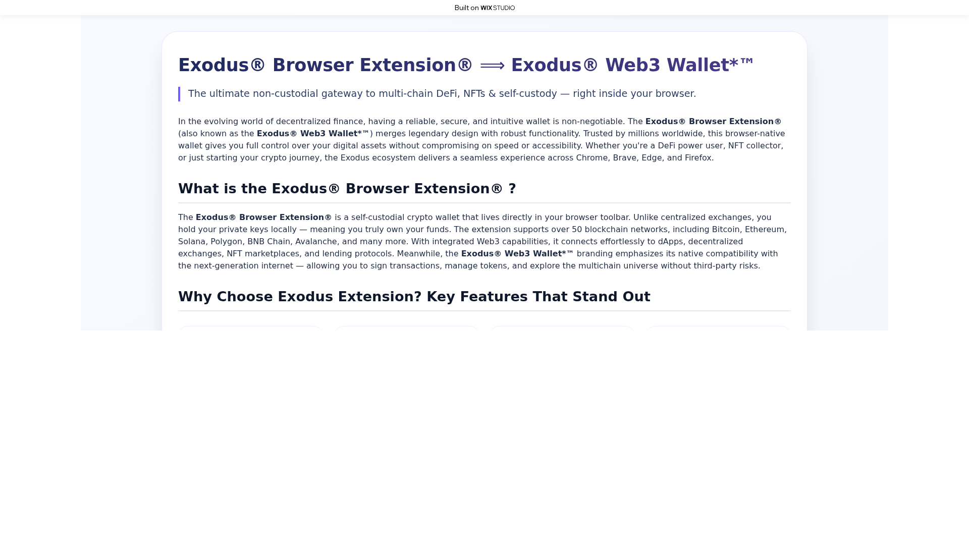 Screenshot of exaodusweb.wixstudio.com