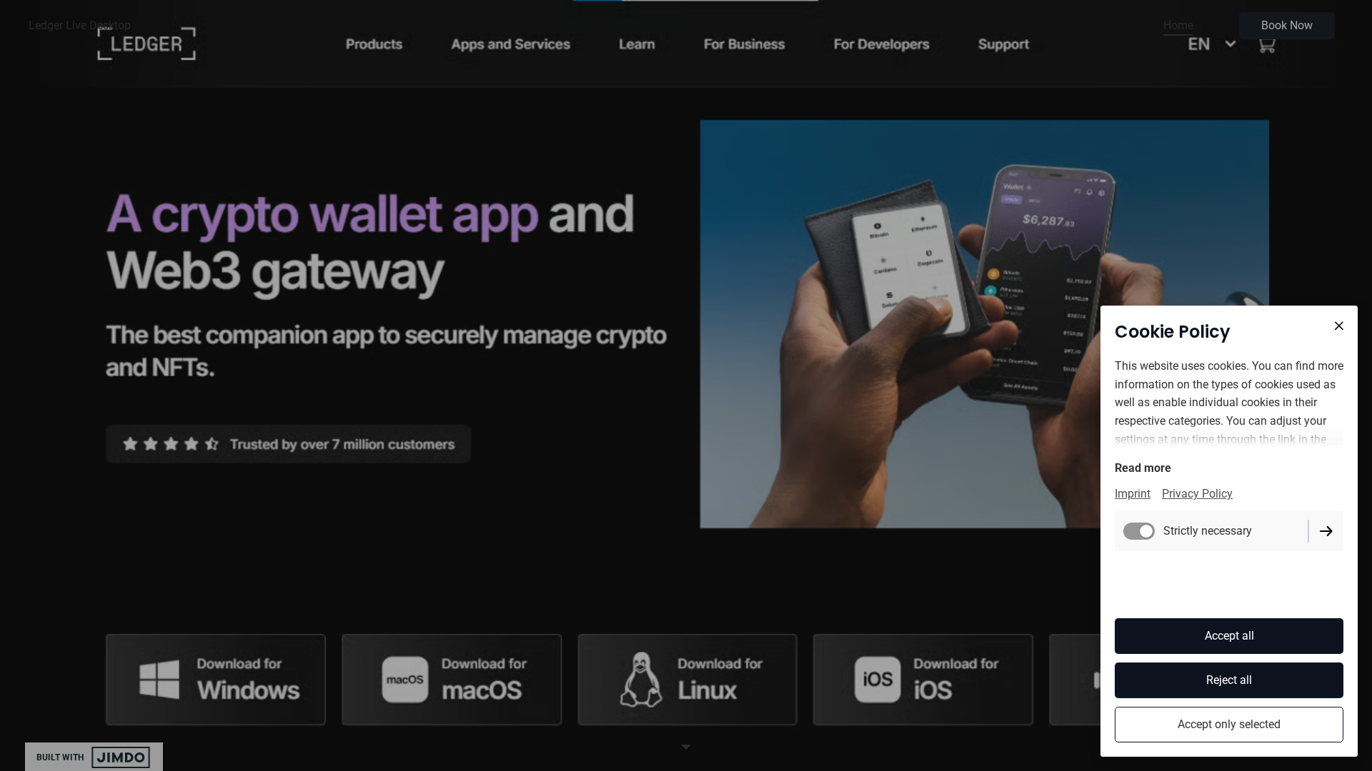 Screenshot of ledger-live-desktop.jimdosite.com