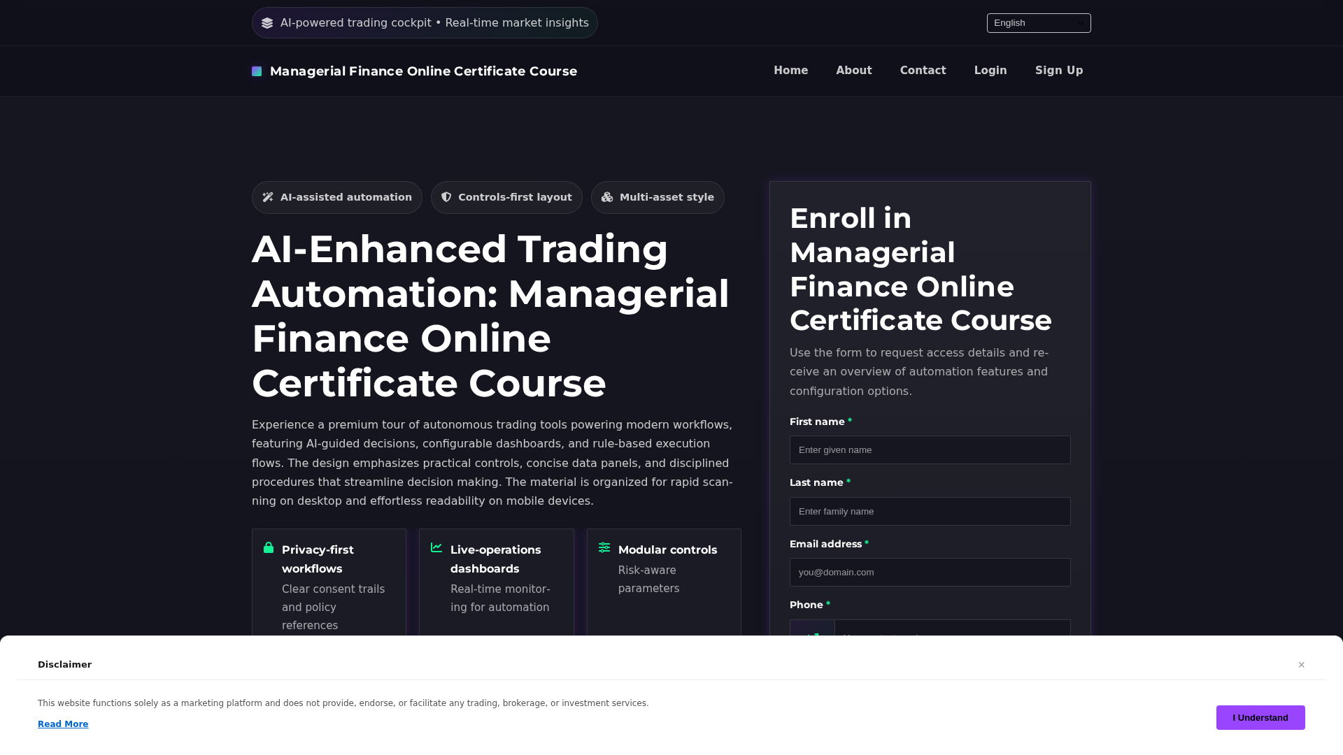 Screenshot of managerialfinanceonlinecertificatecourse.digital