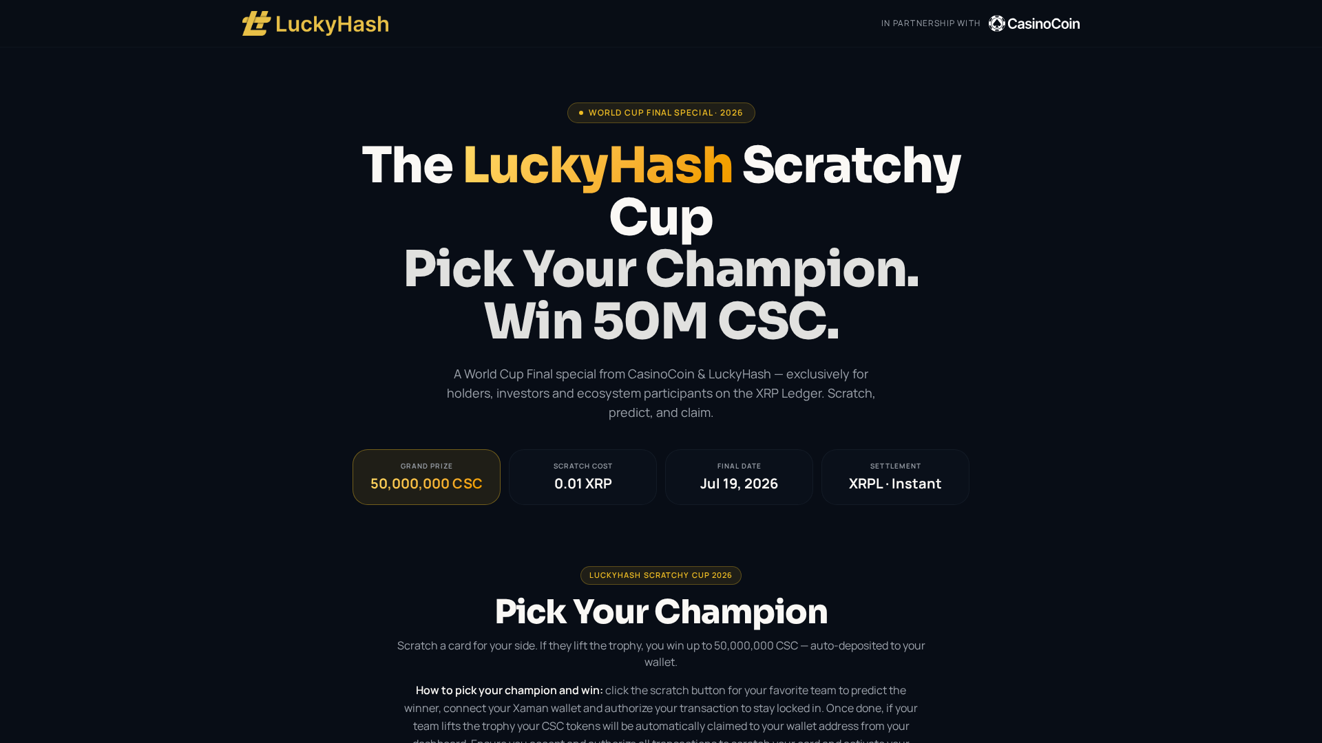 Screenshot of casinoluckyhashscratch.com