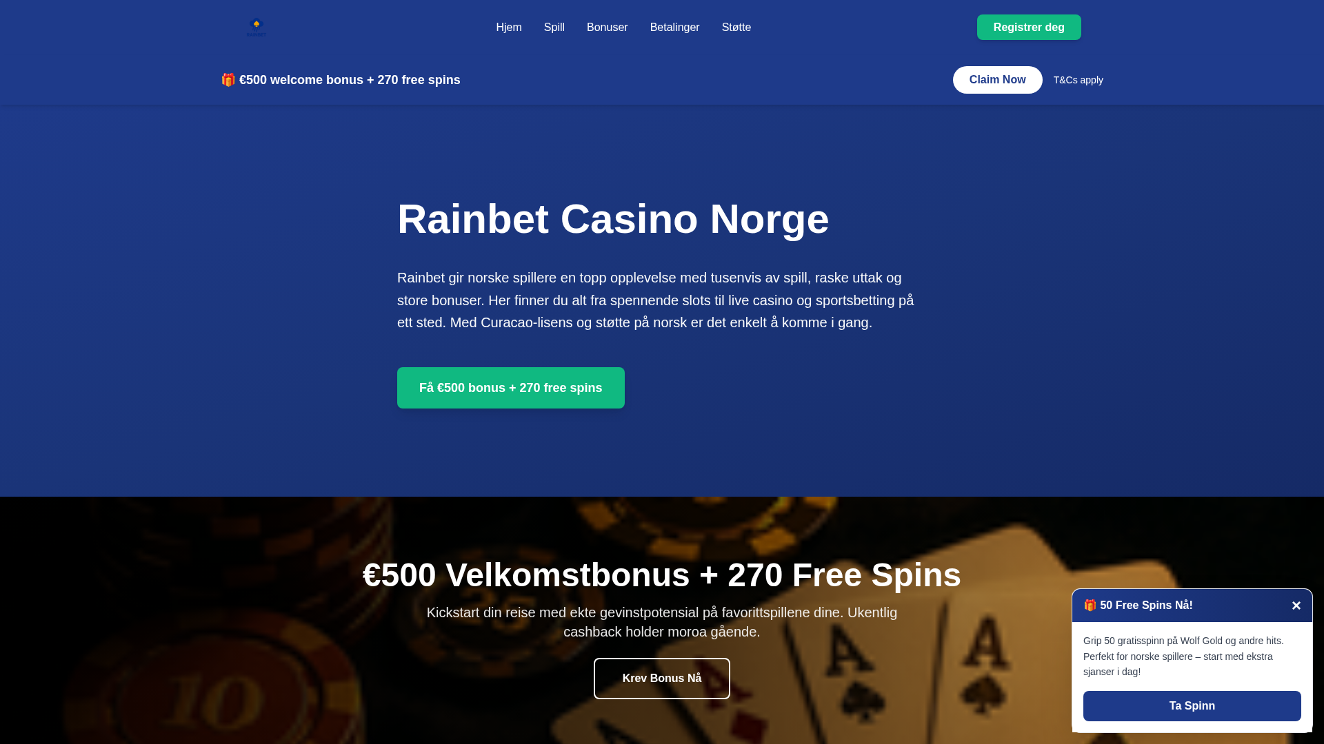 Screenshot of rainbetnorway.com