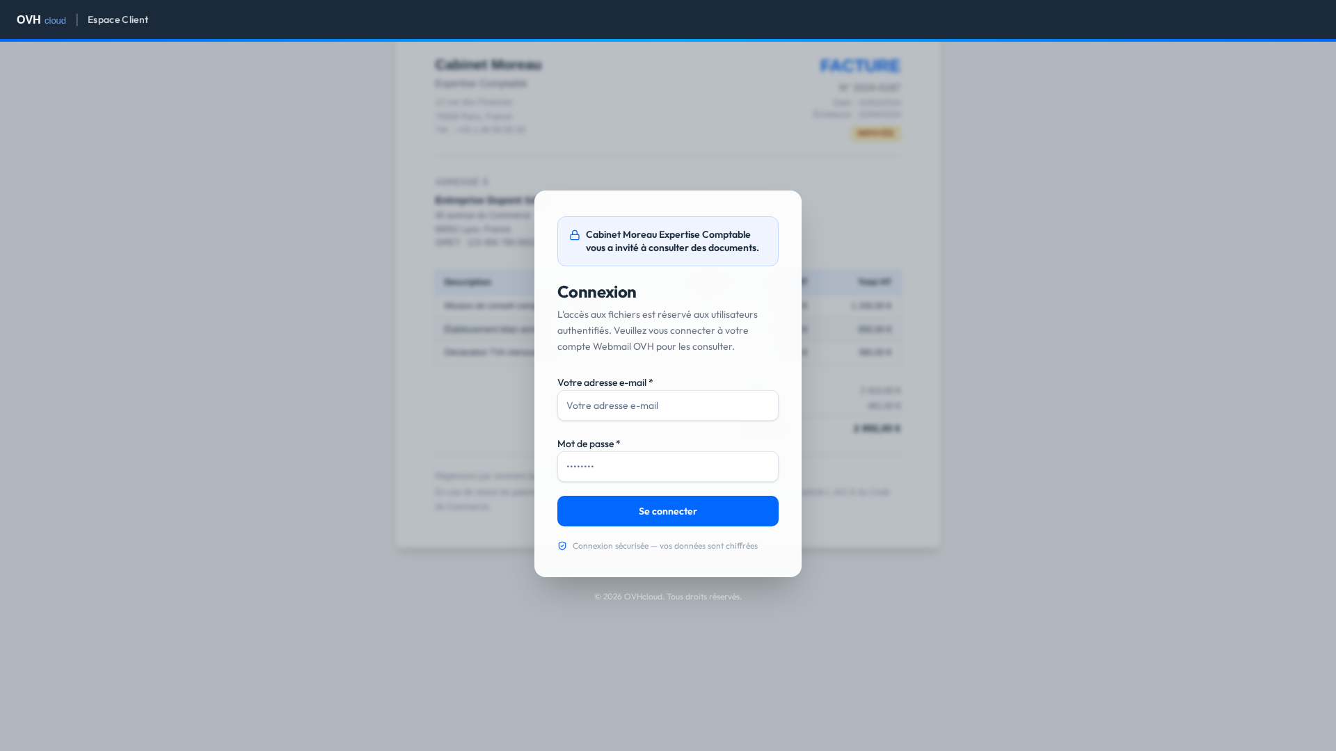 Screenshot of login-page--cabinet-moreau.replit.app