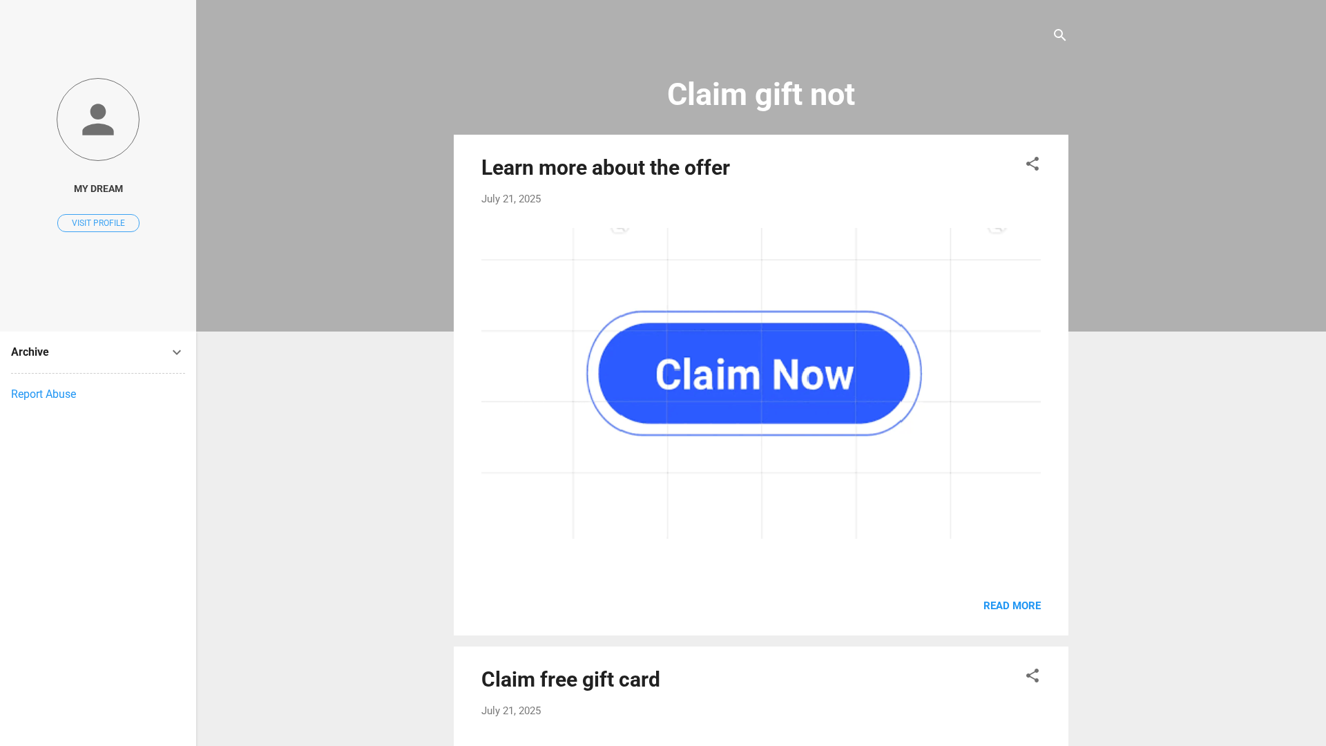 Screenshot of claimfreegiftand.blogspot.com