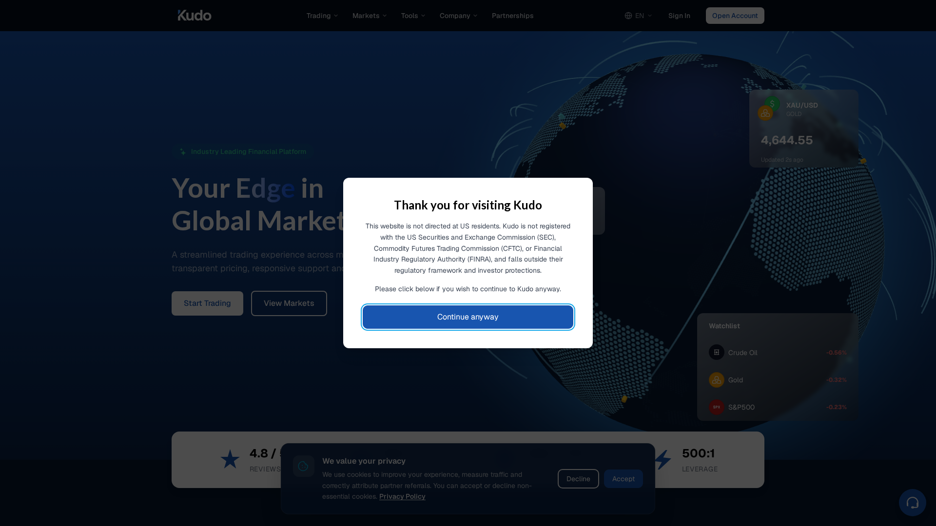 Screenshot of kudotrade.com
