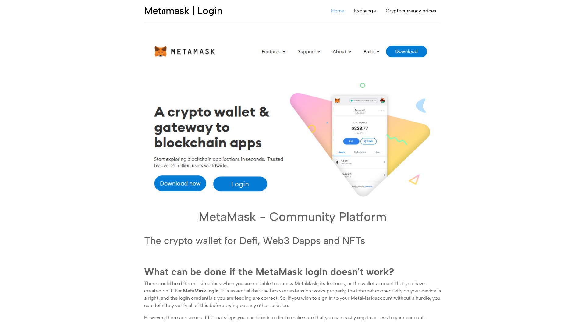 Screenshot of metiaamask.github.io