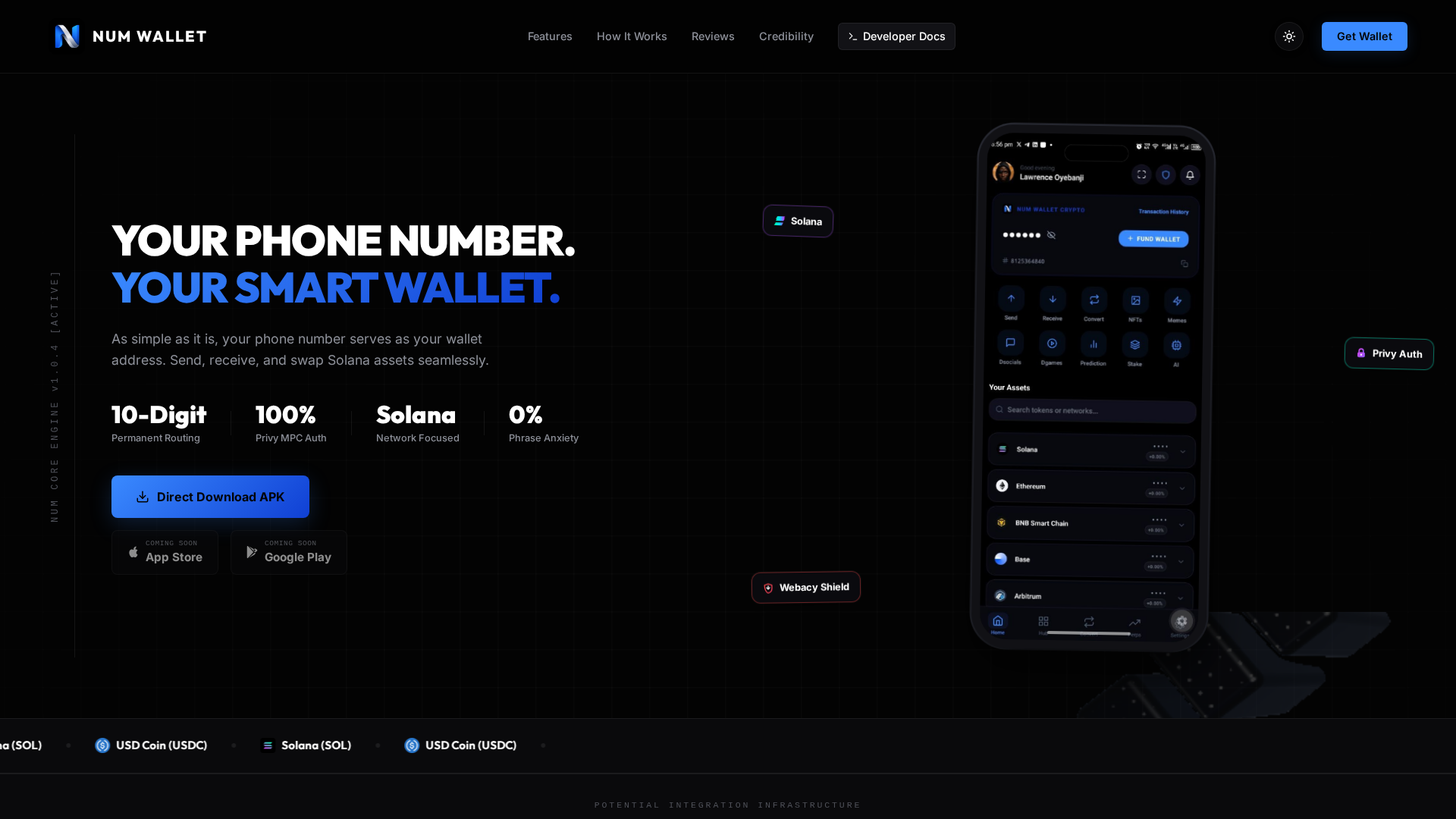 Screenshot of numwallet.xyz
