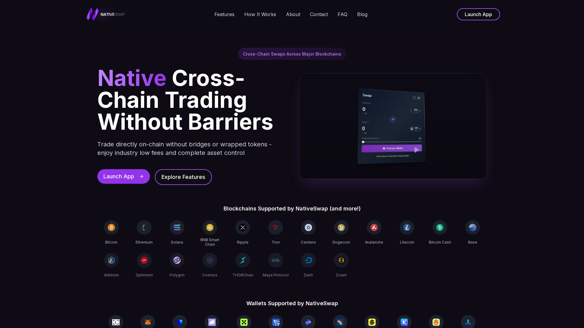 Screenshot of nativeswap-landing.pages.dev