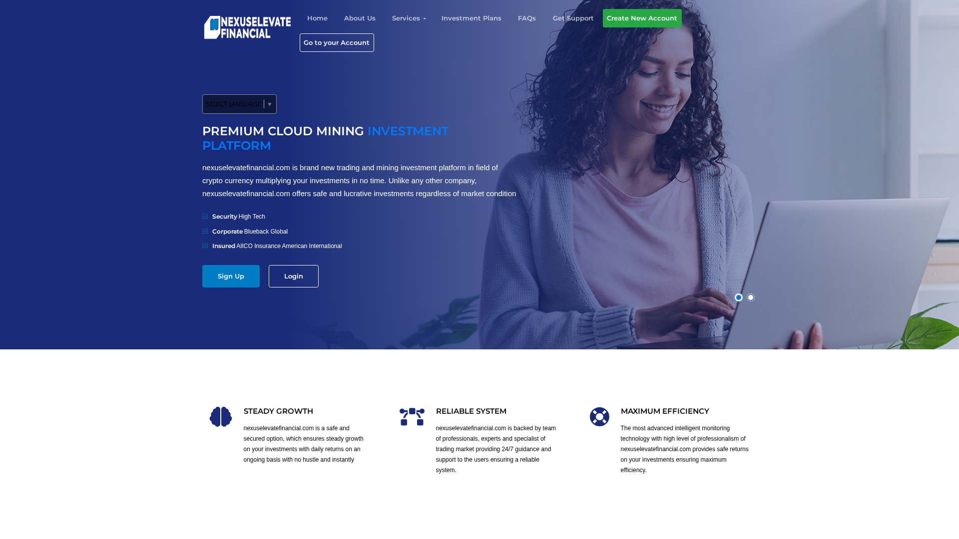 Screenshot of nexuselevatefinancial.com