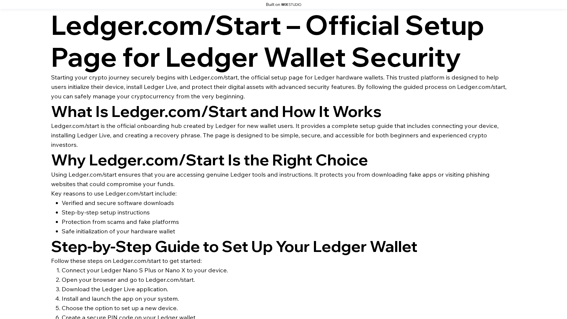 Screenshot of ledger-hub.wixstudio.com